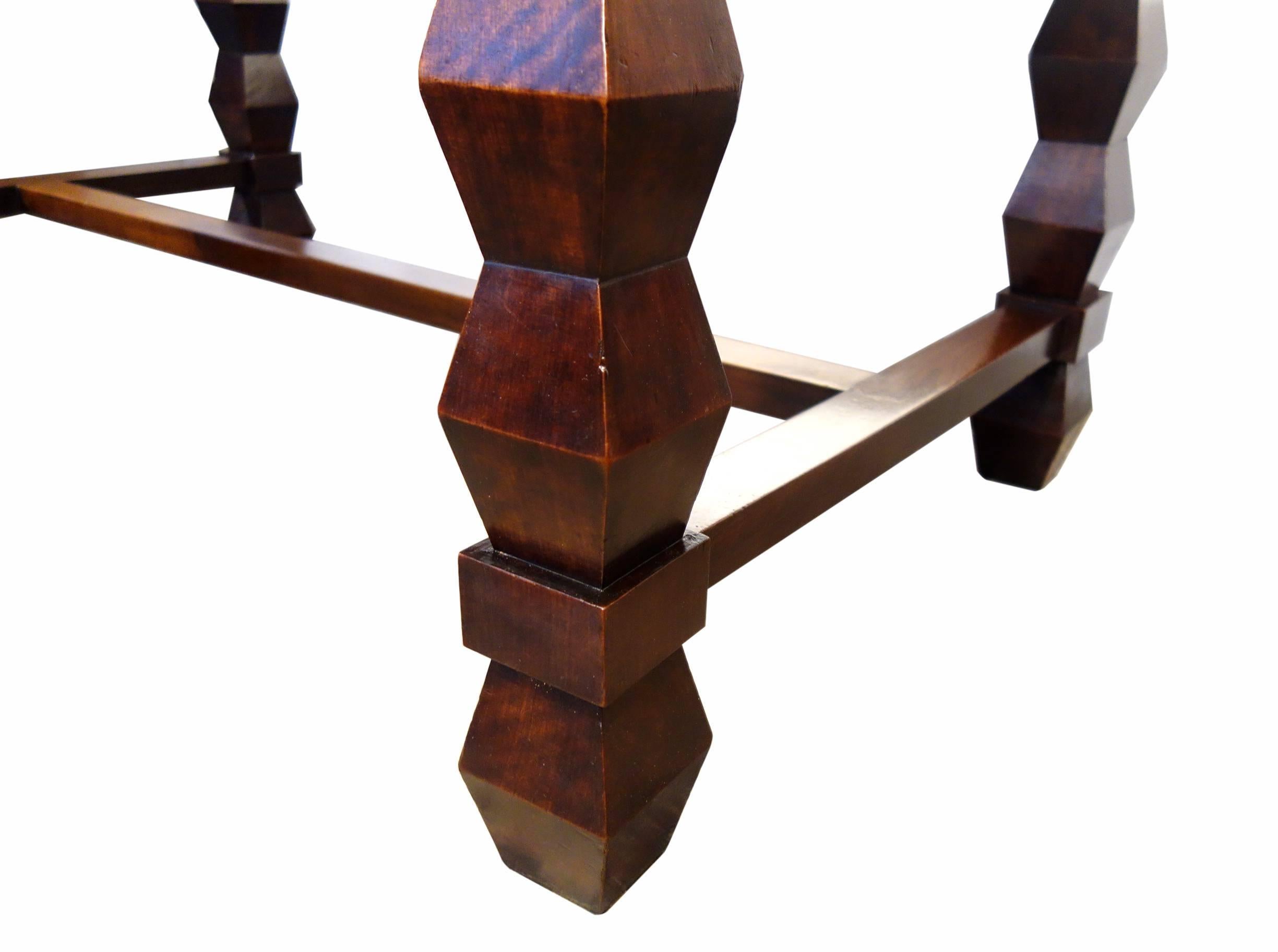 Mid-Century Italian Table/Desk with Geometric Legs in Walnut, 1940s 4
