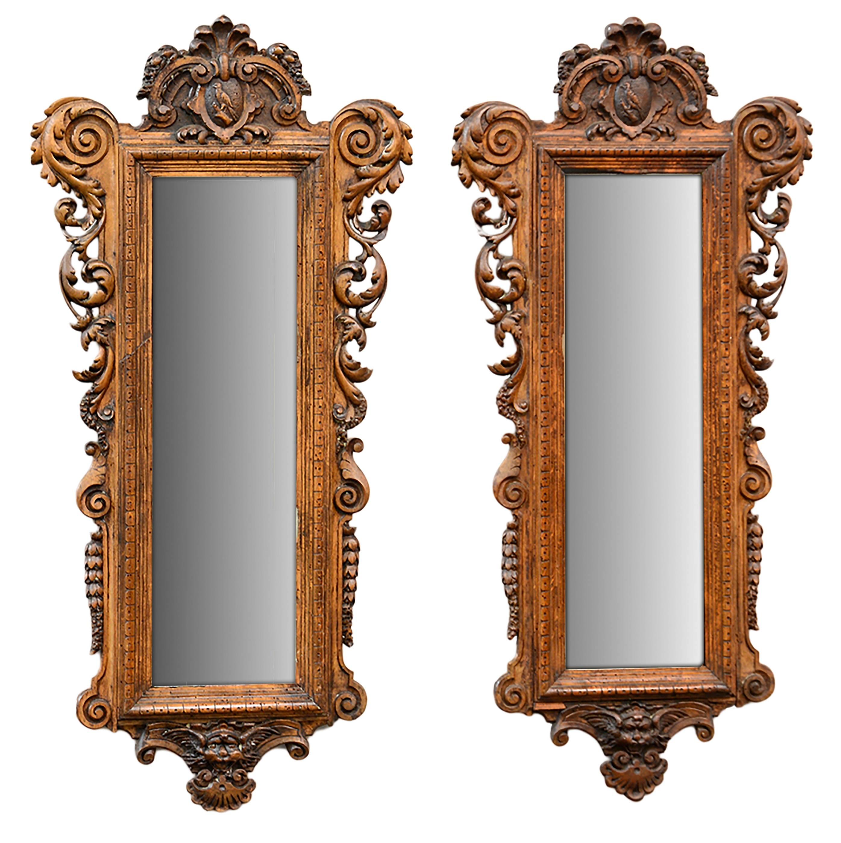 19th Century Antique Italian Pair Carved Mirrors Valentino Besarel Circa 1870 4