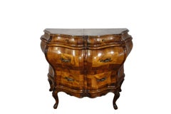 Antique Italian Venetian Louis XIV Rococo Bombay Small Dresser Walnut Burl