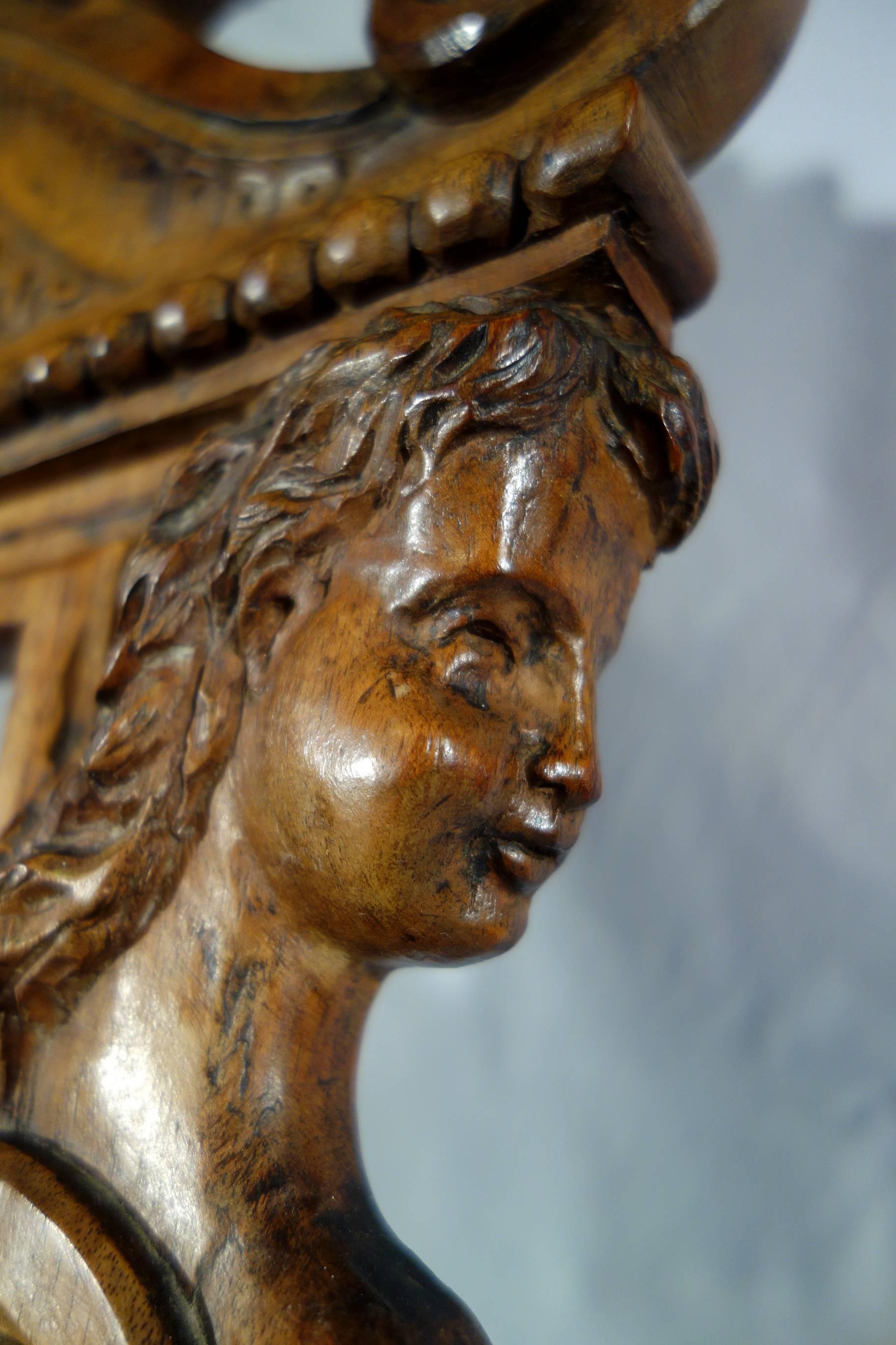 19th Century Antique Italian Hand Carved Sgabello Chair by Valentino Besarel In Good Condition In Encinitas, CA