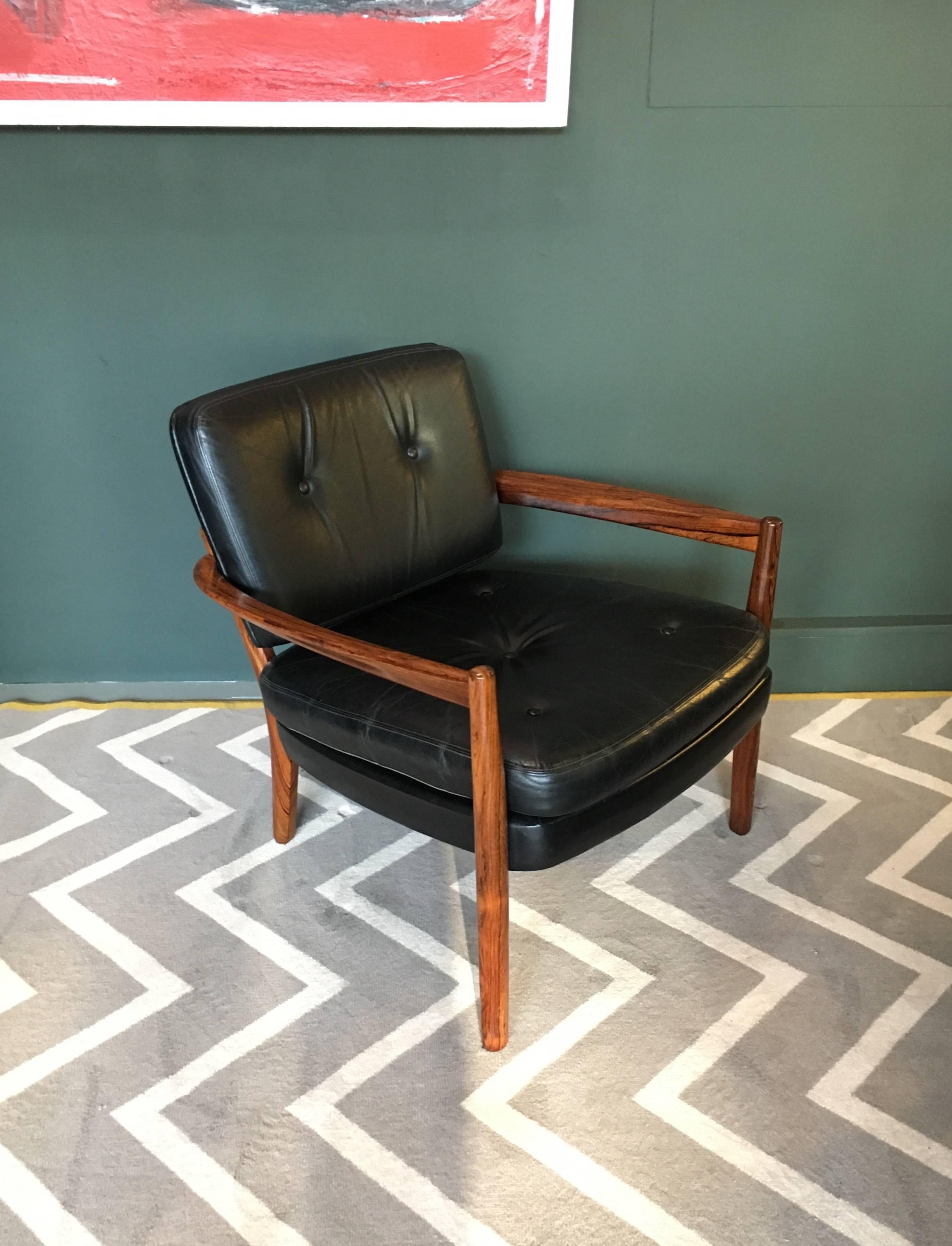 20th Century Pair of Nordic Midcentury Rosewood Lounge Chairs