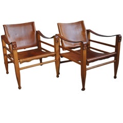 Pair of Børge Mogensen, Aage Bruun Safari Chairs