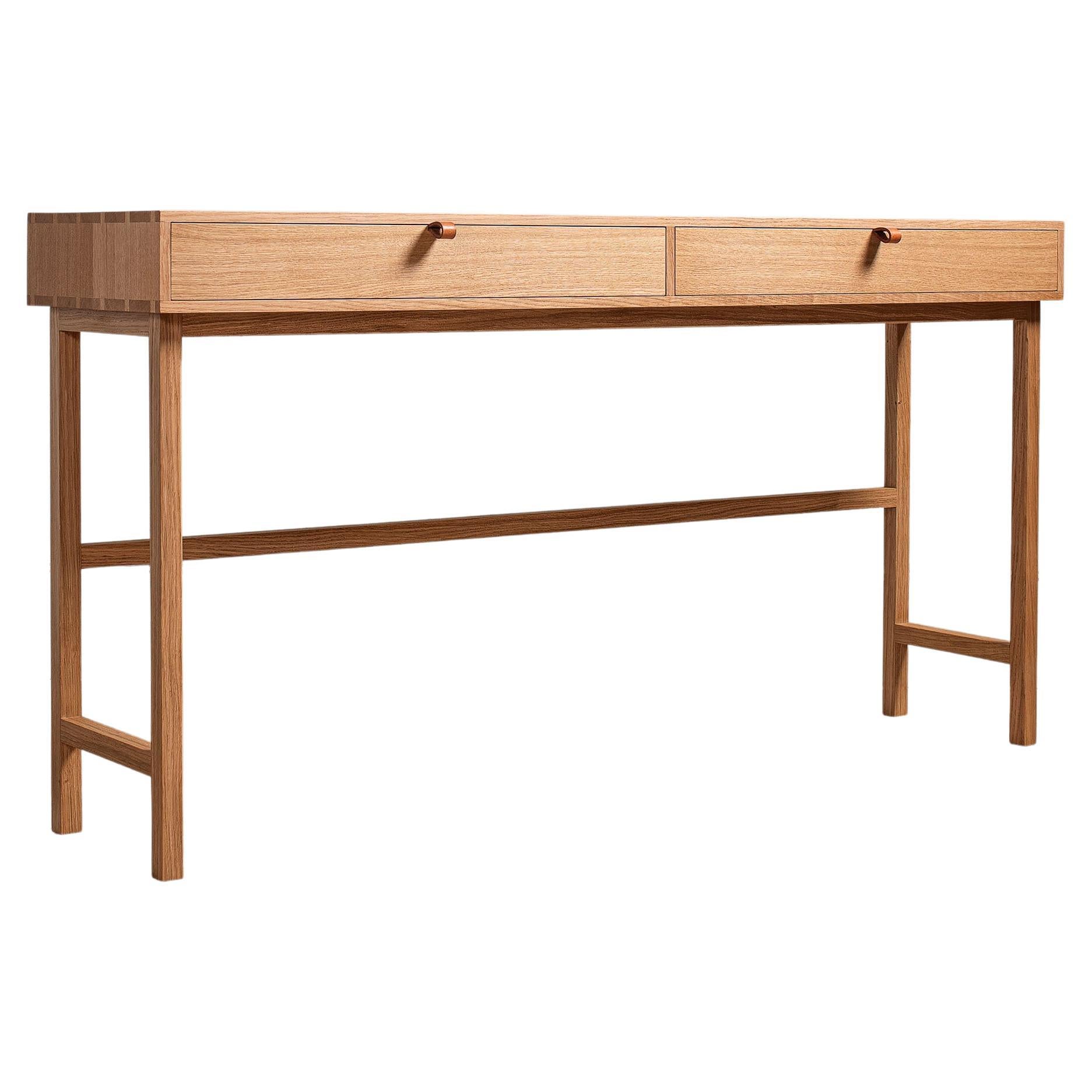 Large Handcrafted English Oak Console Table For Sale
