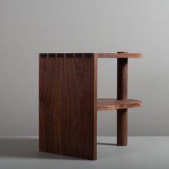 Large Architectural Walnut Nightstand, Handcrafted