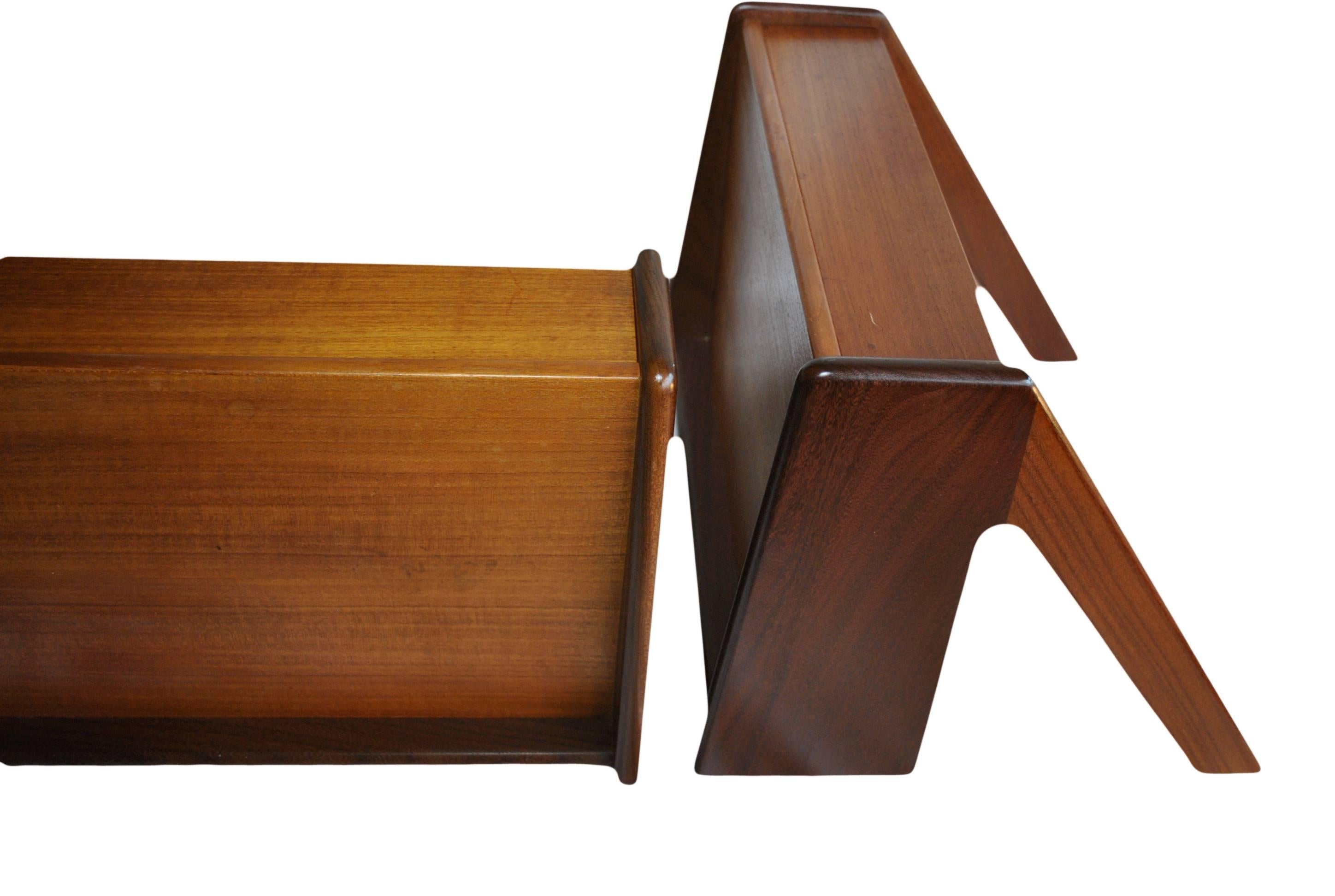 Mid-Century Modern Danish Nightstands, Pair of Floating Wall Hung Bedsides