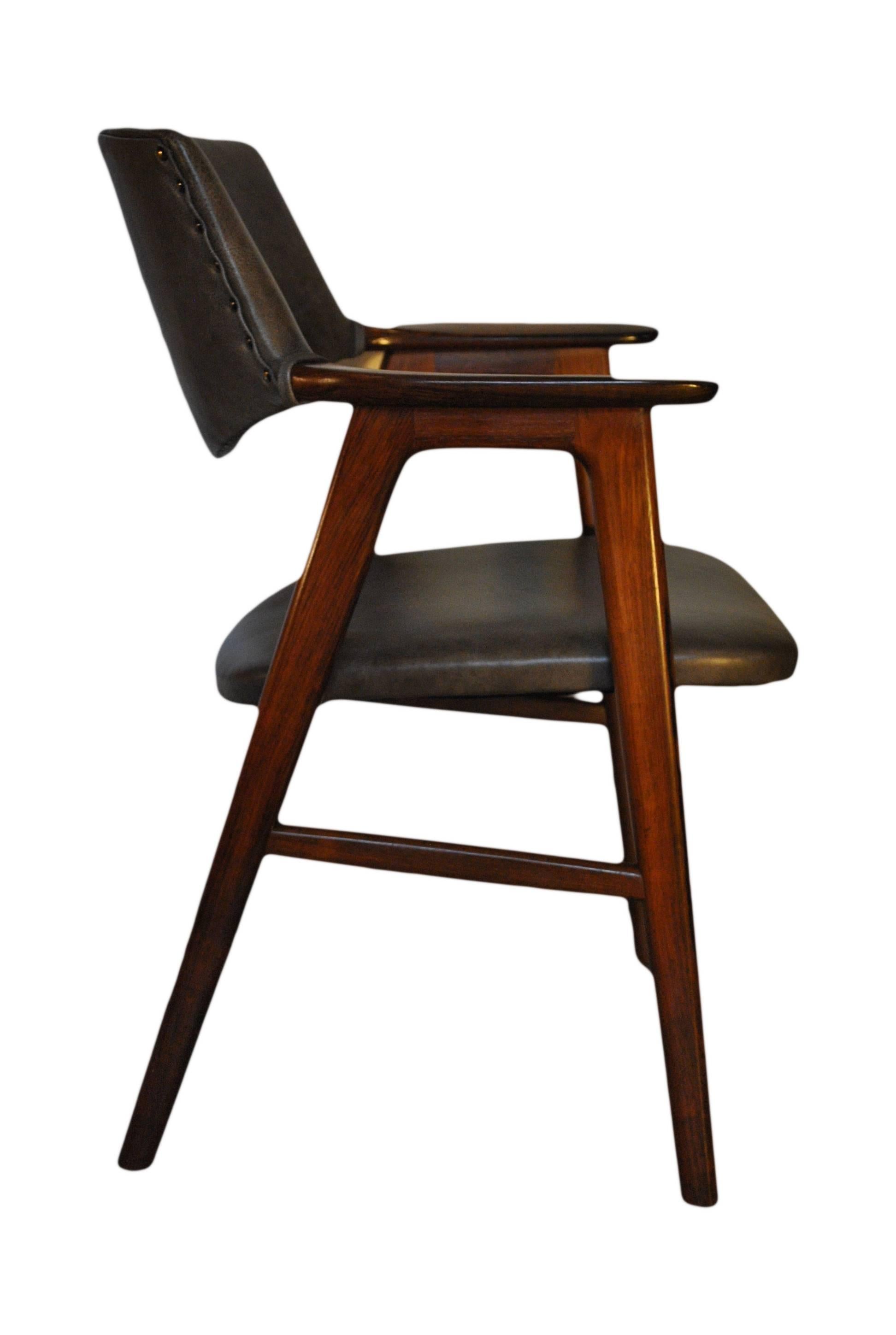 Mid-Century Modern Erik Kirkegaard, Set of Four Chairs in Palisander and Leather