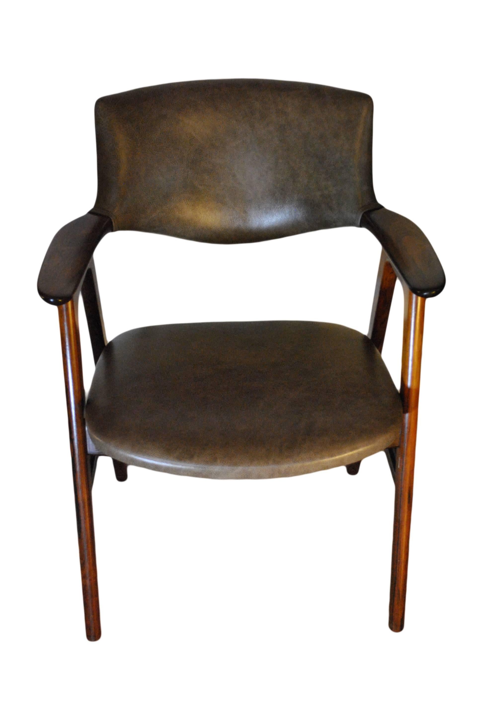 Danish Erik Kirkegaard, Set of Four Chairs in Palisander and Leather