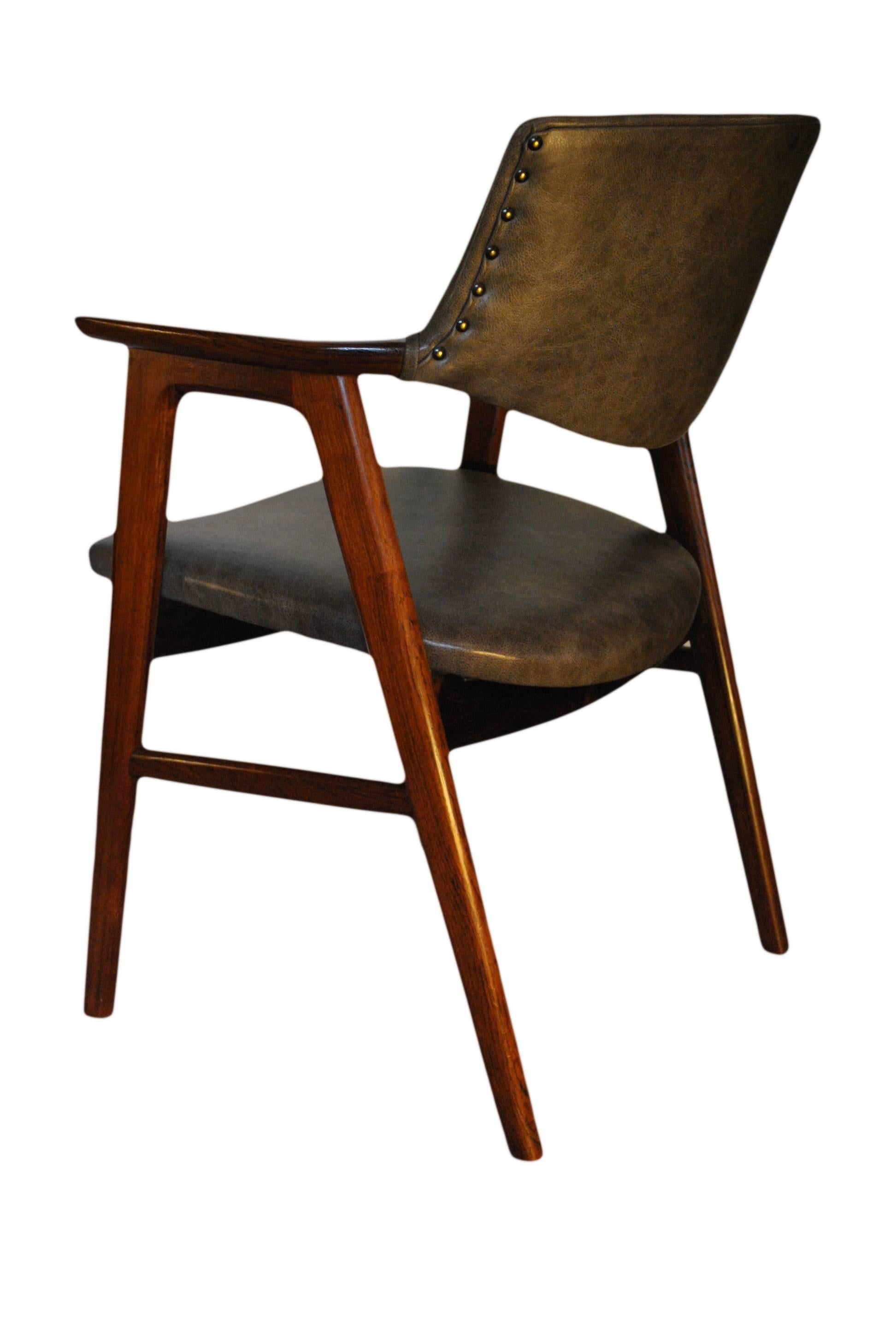 20th Century Erik Kirkegaard, Set of Four Chairs in Palisander and Leather