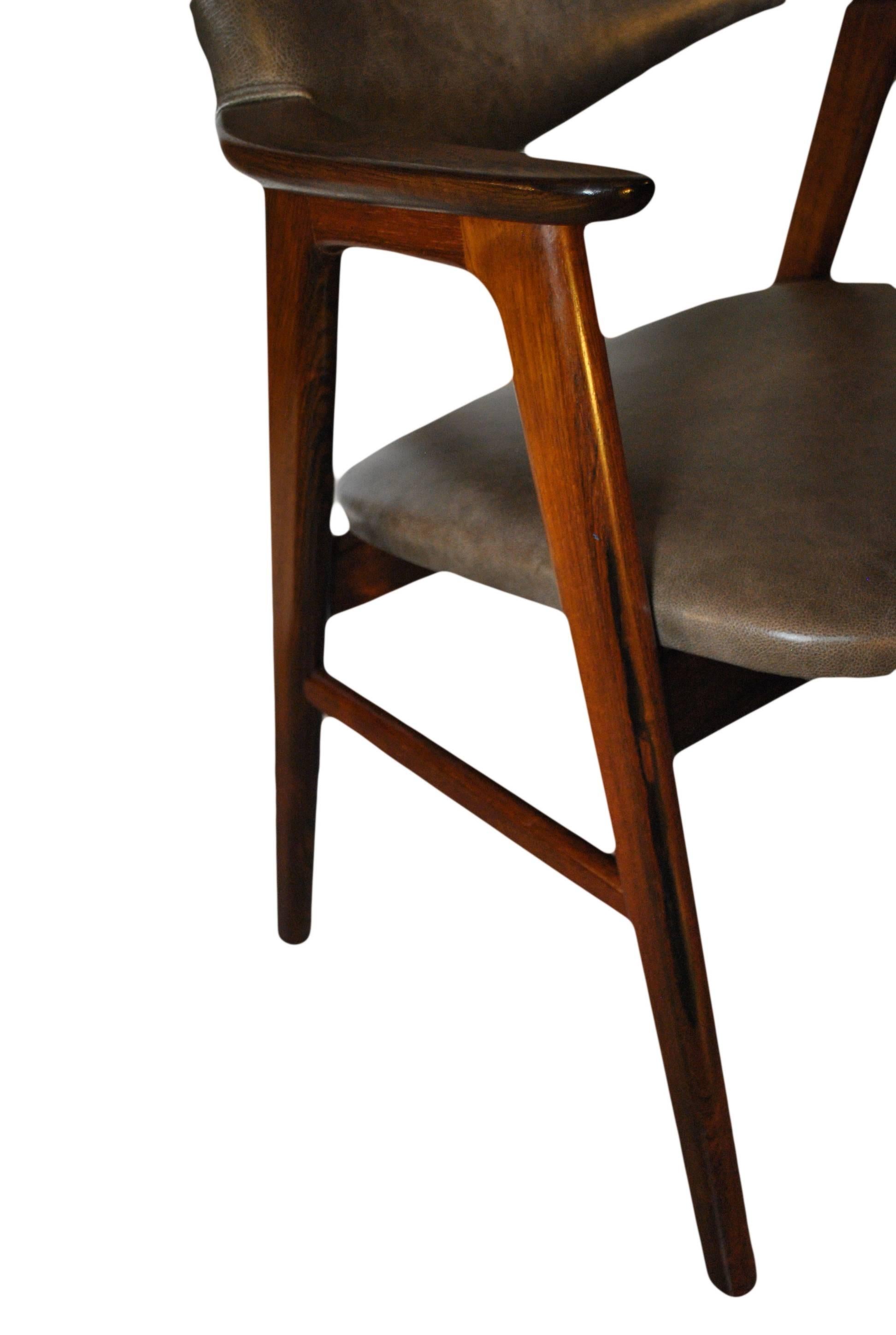 Erik Kirkegaard, Set of Four Chairs in Palisander and Leather 3