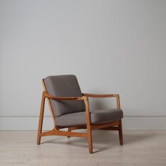 Modernist Oak Lounge Chair, Tove & Edvard Kindt Larsen, reupholstered.