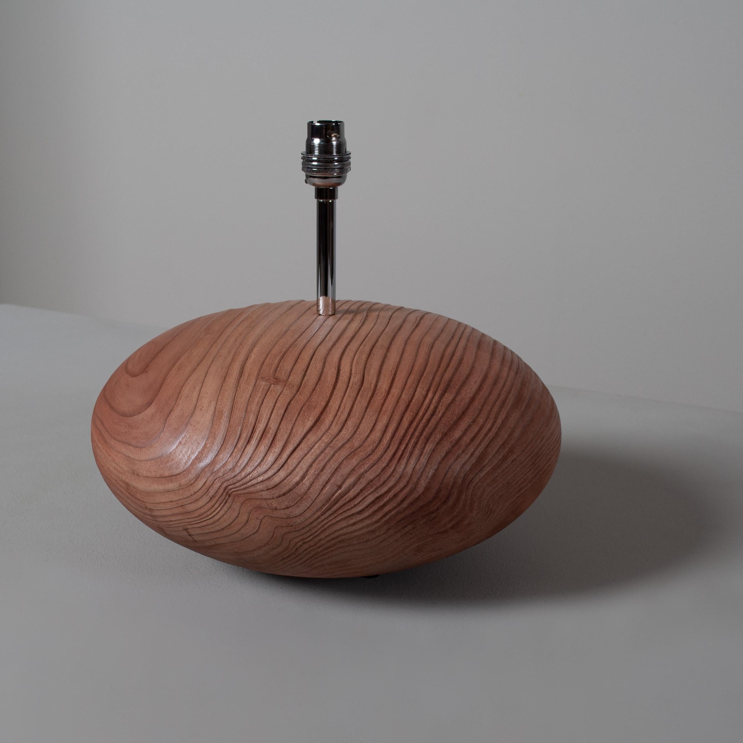English Handcrafted Sequoia Wood Lamp For Sale
