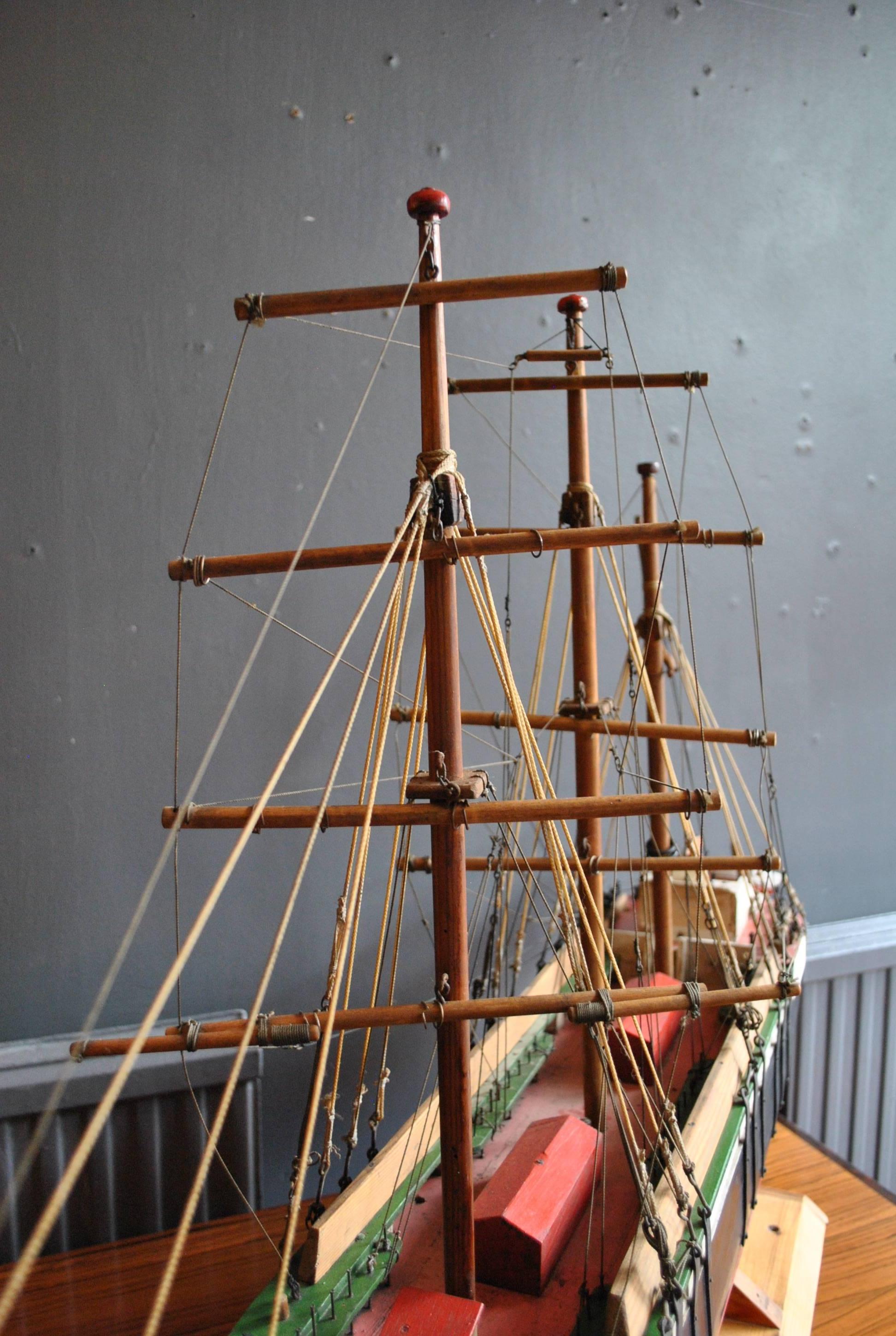 Folk Art Large Scandinavian Scratch-Built Model Ship