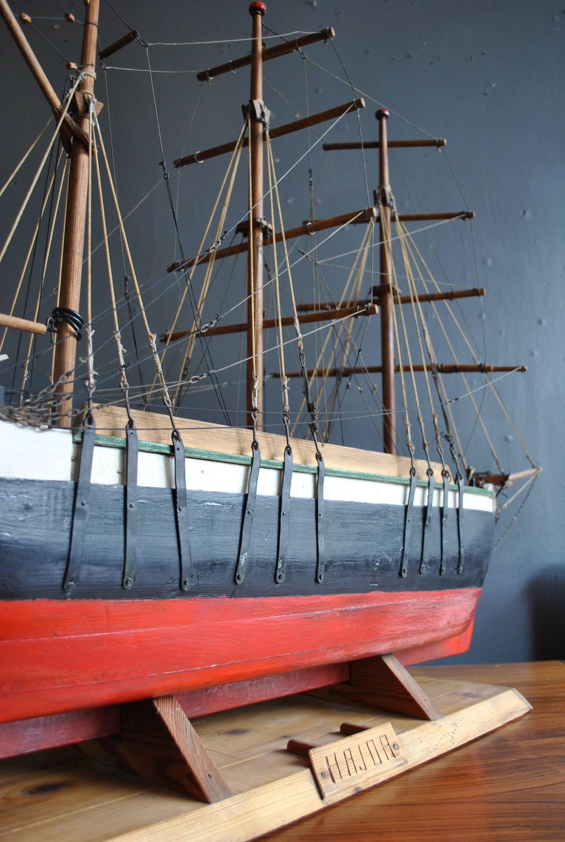 Carved Large Scandinavian Scratch-Built Model Ship