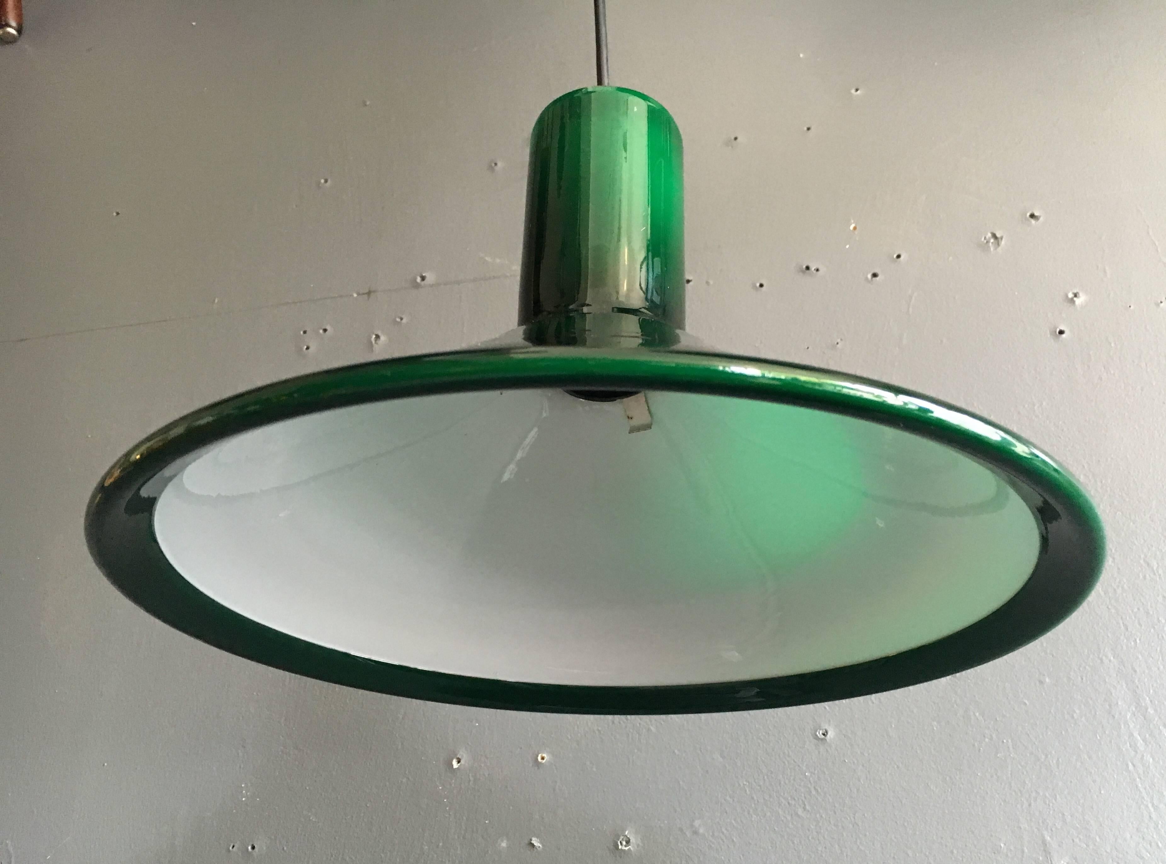 Pair of Danish mid-century pendant lights by Michael Bang, Holmegaard Glass P&T. 3