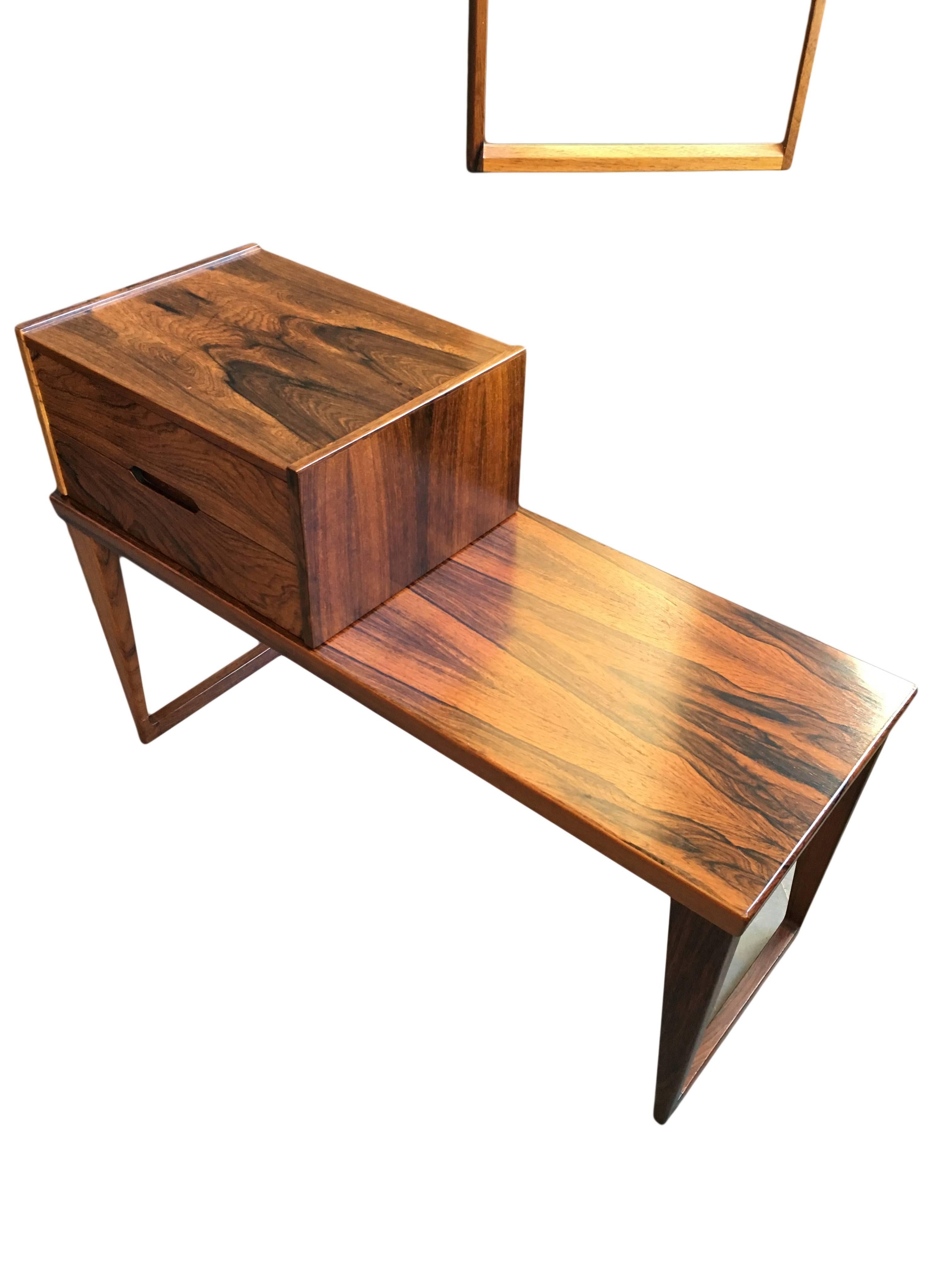 Kai Kristiansen - Aksel Kjersgaard rosewood bench, drawers and mirror.  In Excellent Condition In London, GB