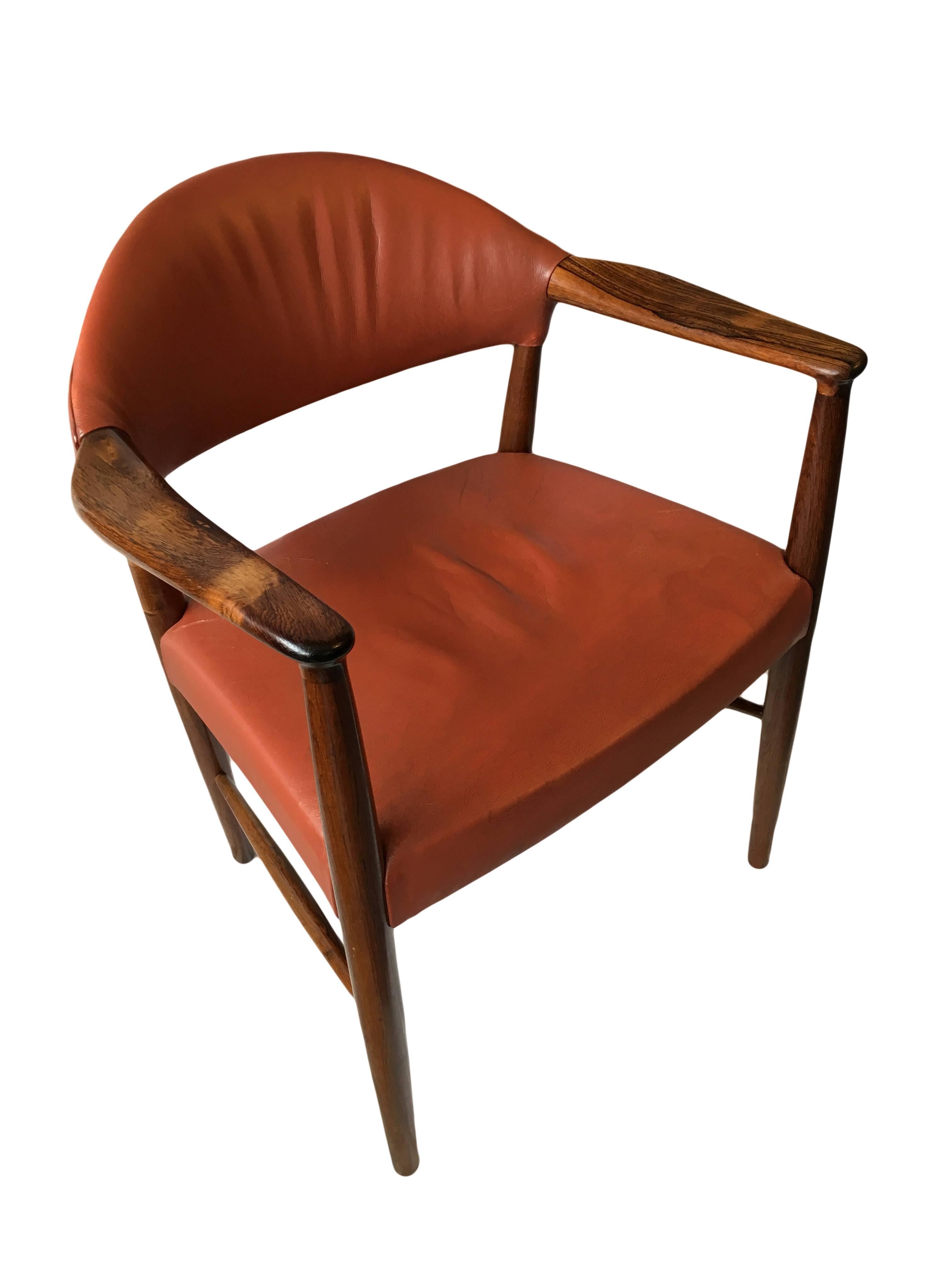 Mid-Century Modern Kurt Olsen Rosewood and Leather Armchair