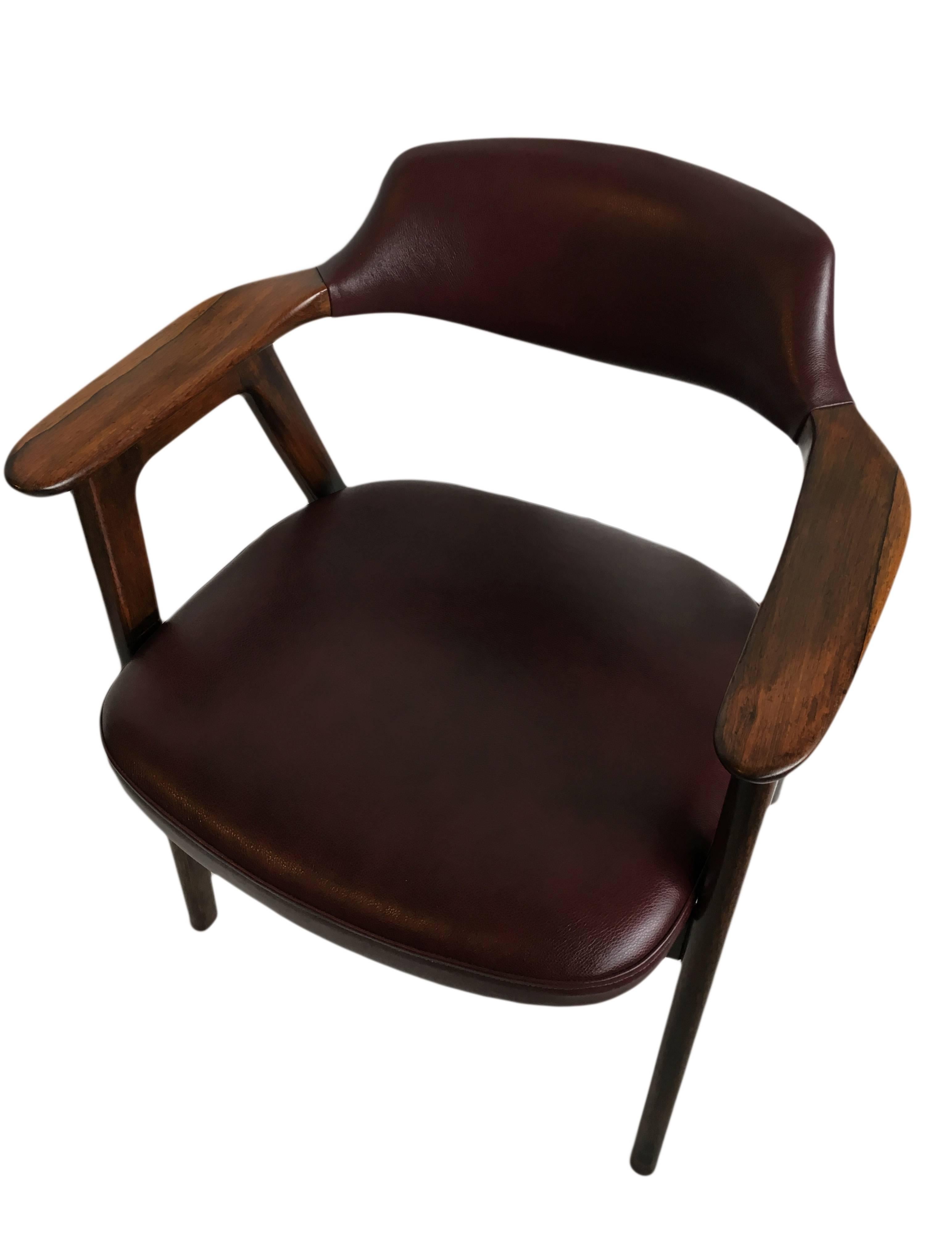 Mid-Century Modern Erik Kirkegaard Rosewood and New Leather Chair