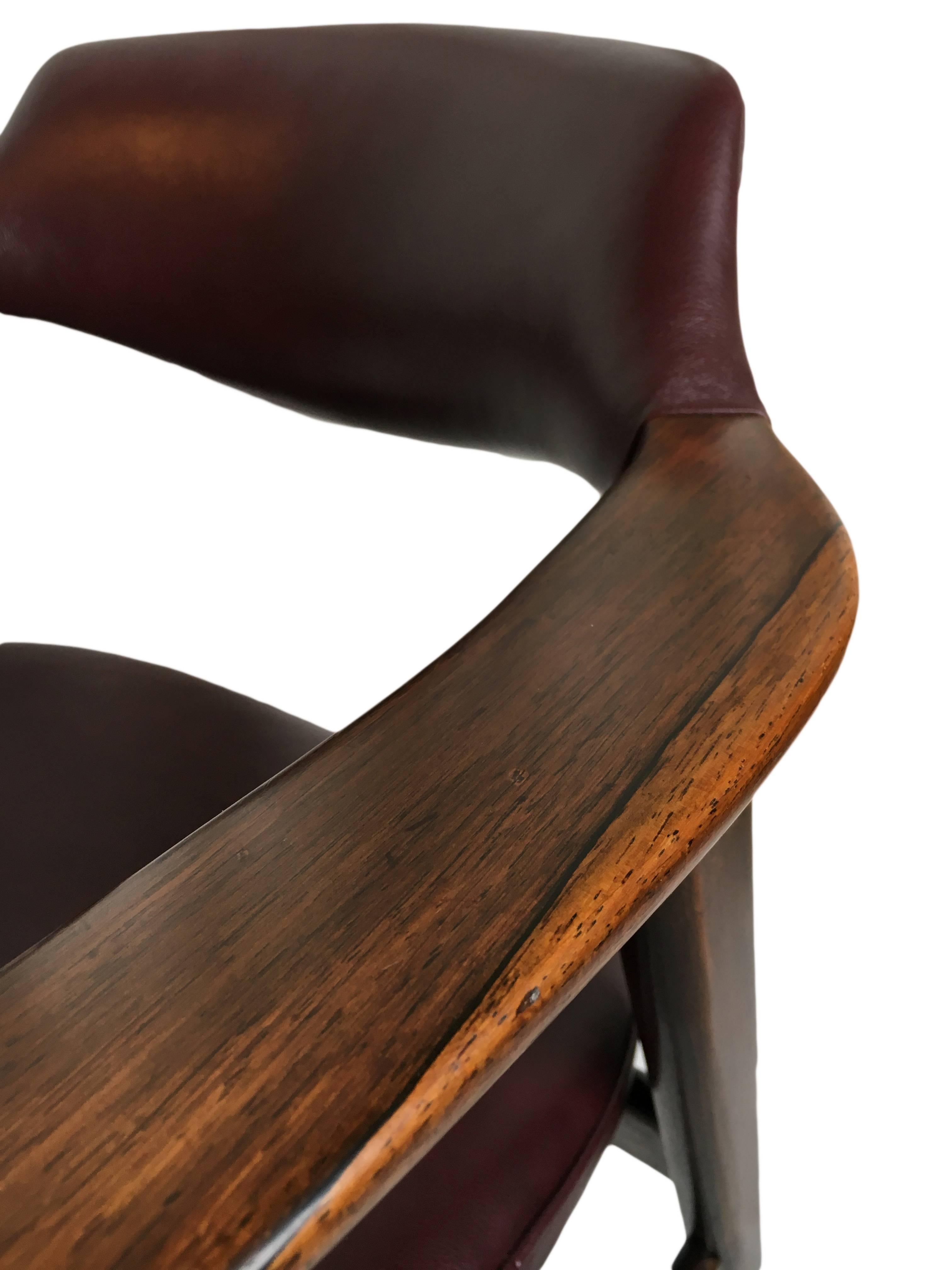 20th Century Erik Kirkegaard Rosewood and New Leather Chair