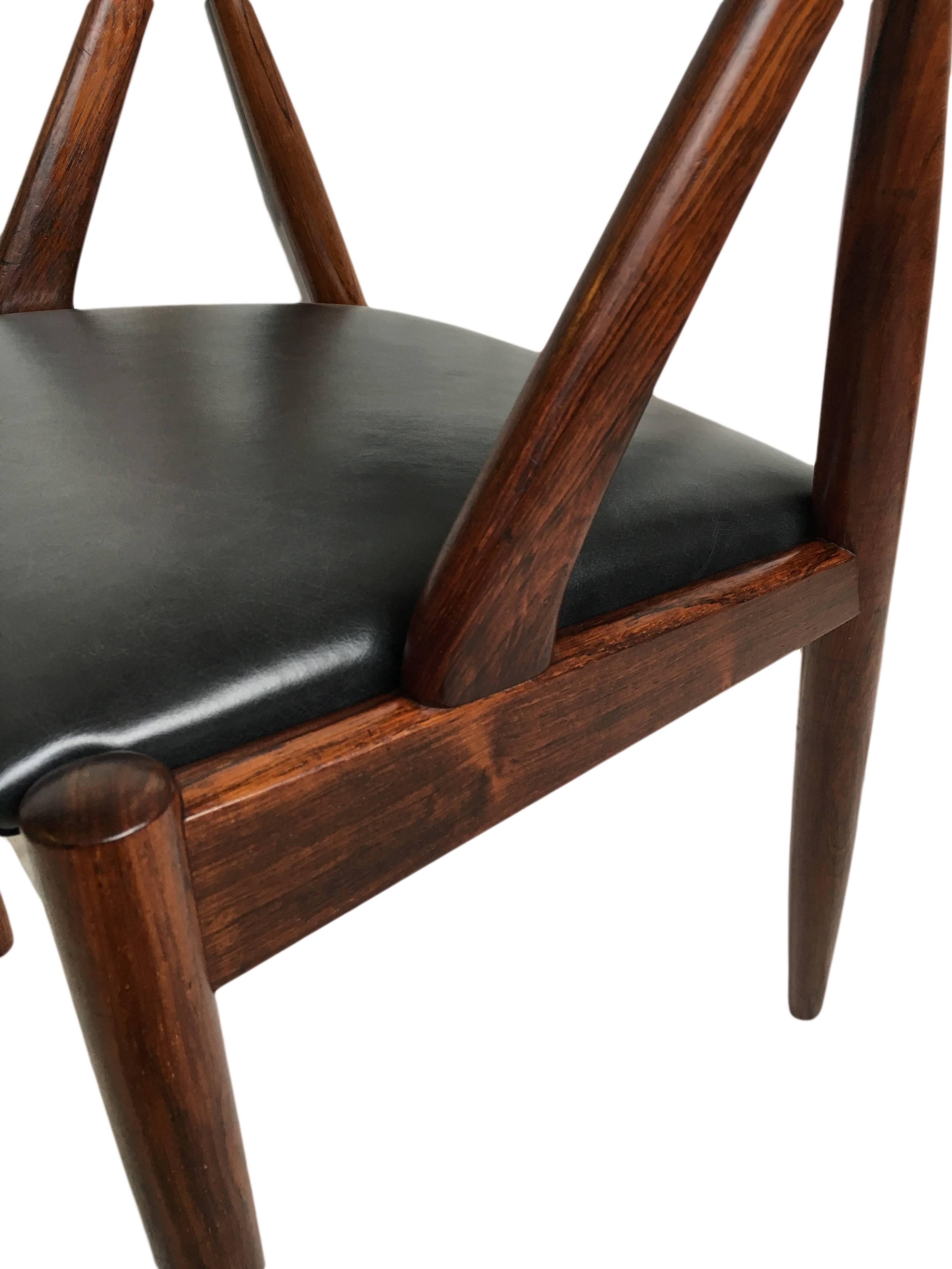 Fully restored set of 4 Rosewood Kai Kristiansen Dining Chairs. 1