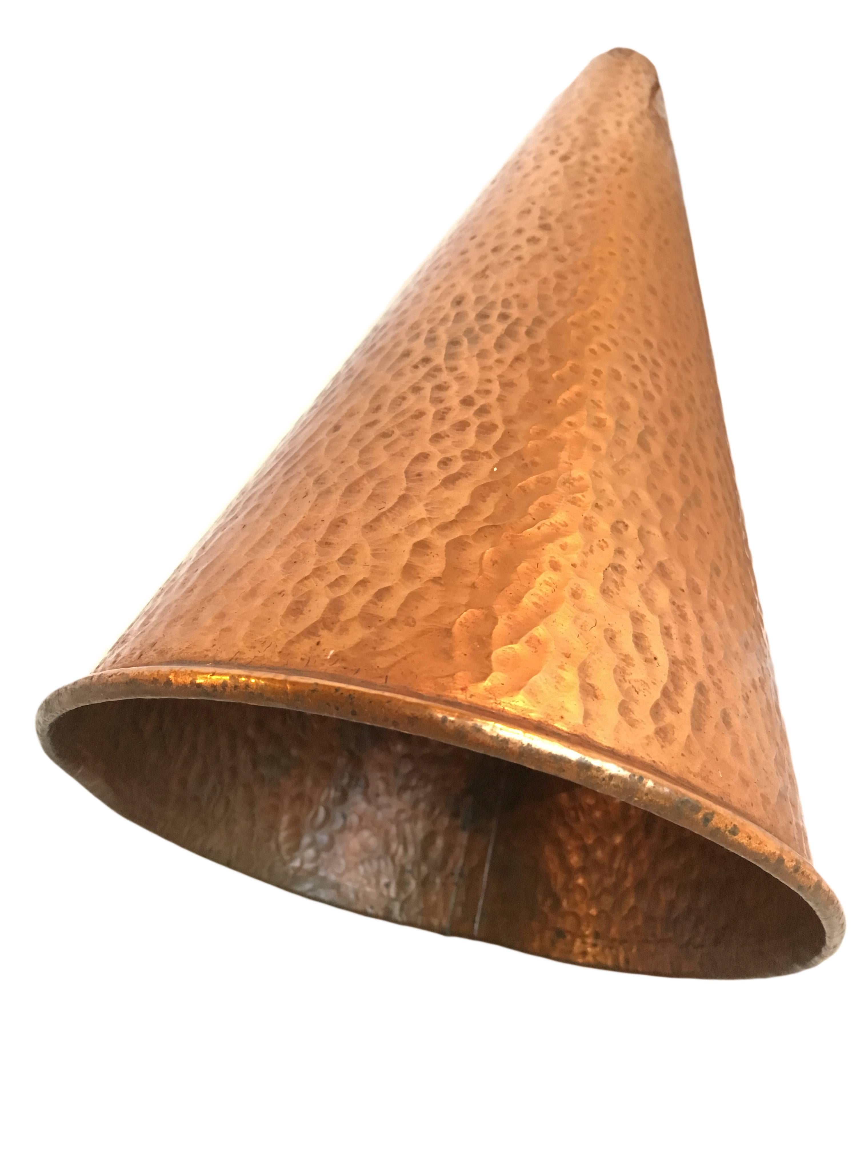 20th Century Hammered Copper Pendant Lights, a pair, Denmark. 
