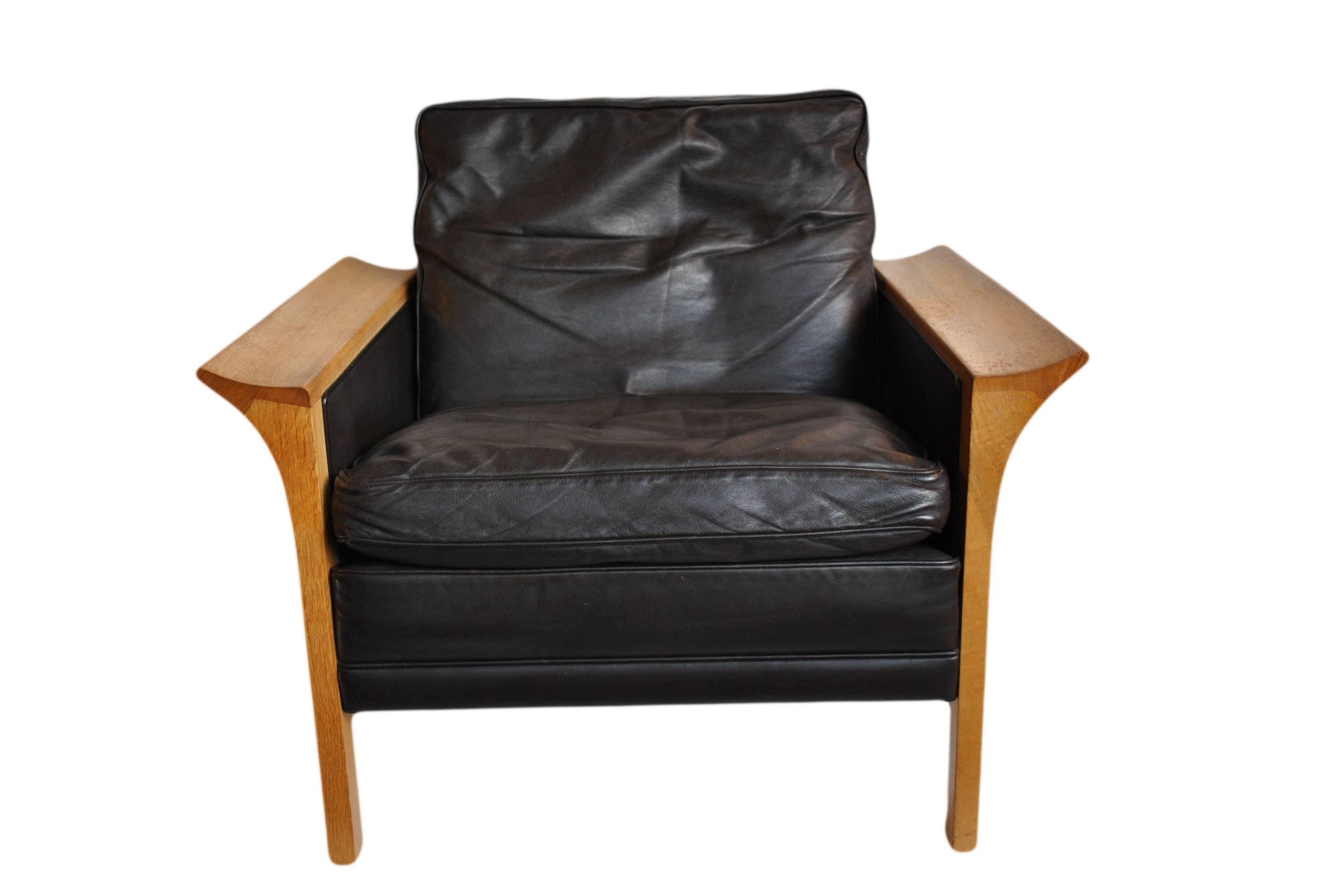 Leather Hans Olsen Armchair, pair available, Model 400, 1966