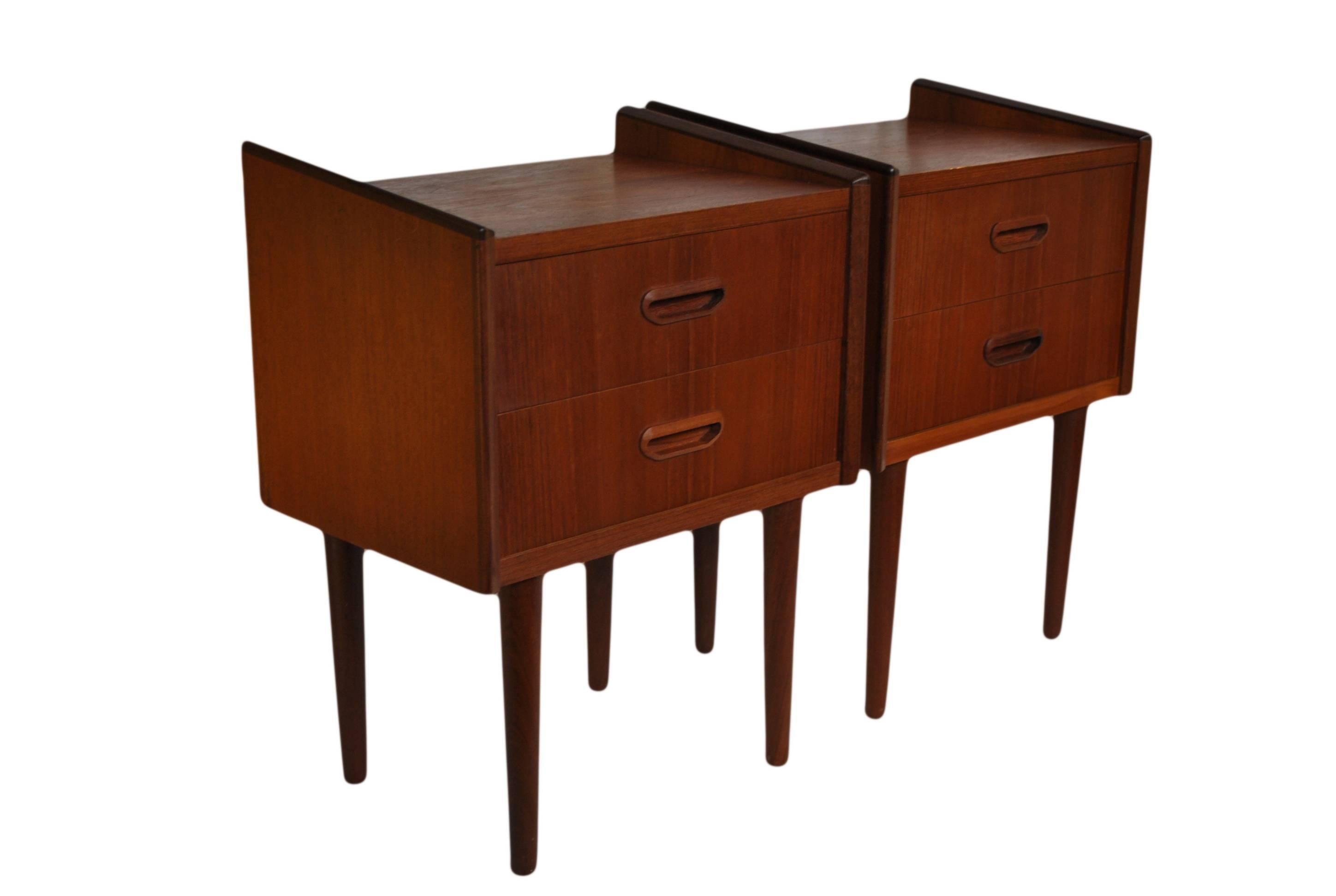 Teak Pair of Danish Midcentury Nightstands