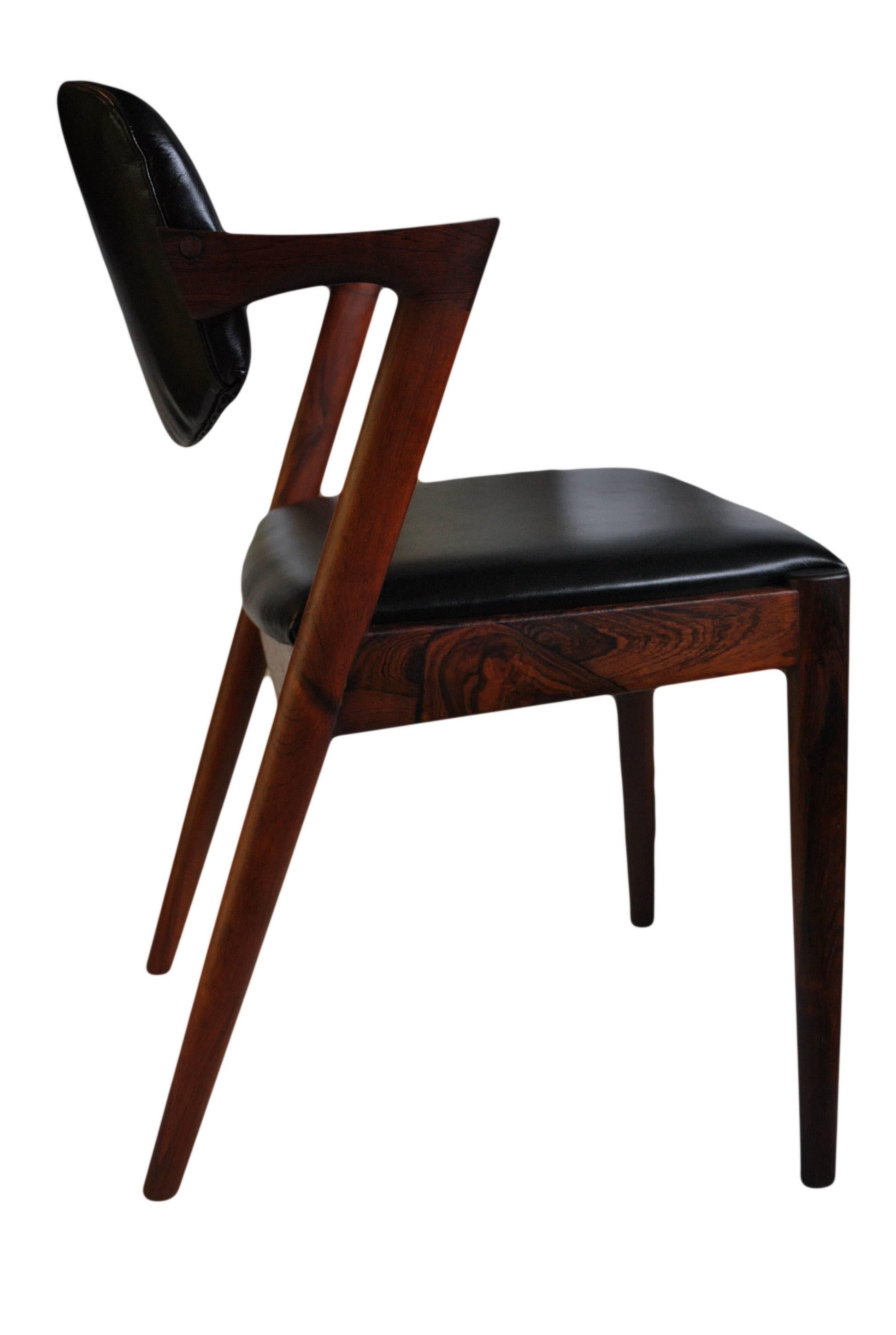 20th Century Six Fully Restored and Reupholstered Kai Kristiansen Rosewood Model 42 Chairs