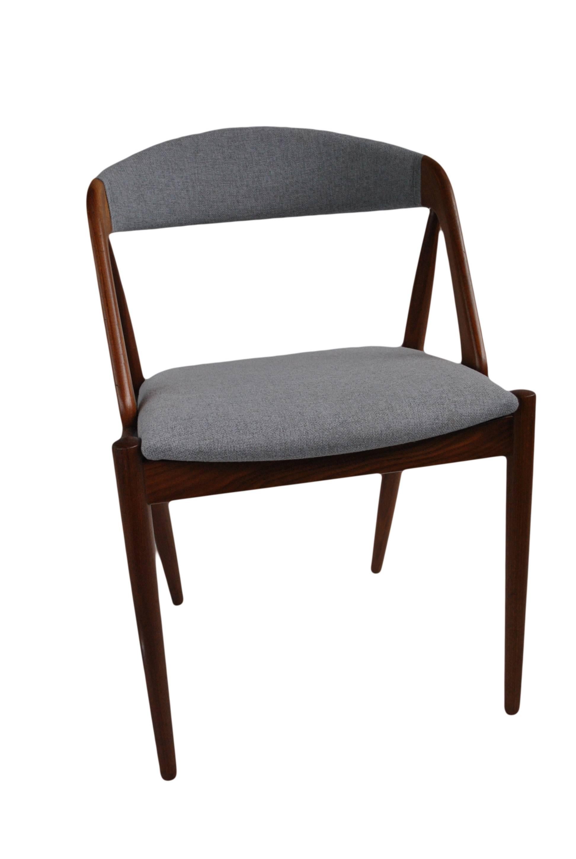 Teak Set of Four Fully Restored and Reupholstered Kai Kristiansen Model 31 Chairs