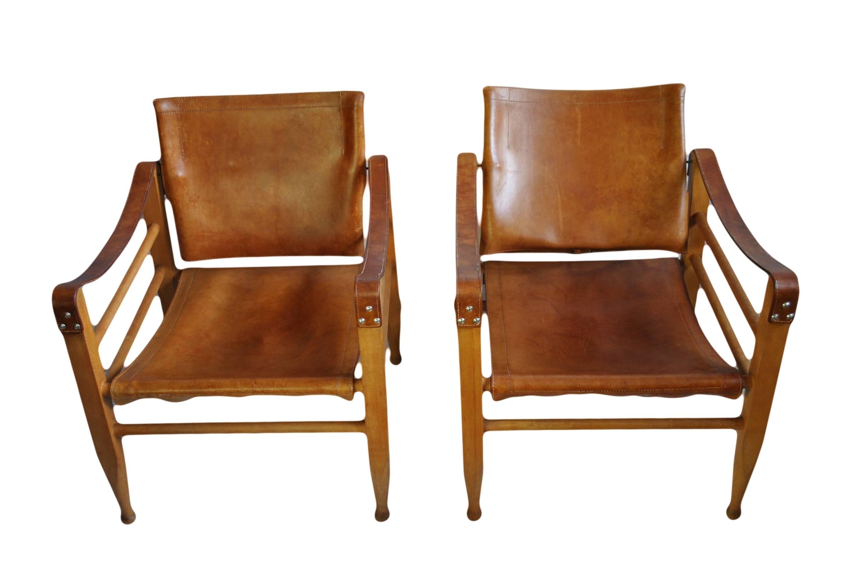 Mid-Century Modern Pair of Børge Mogensen Safari Chairs