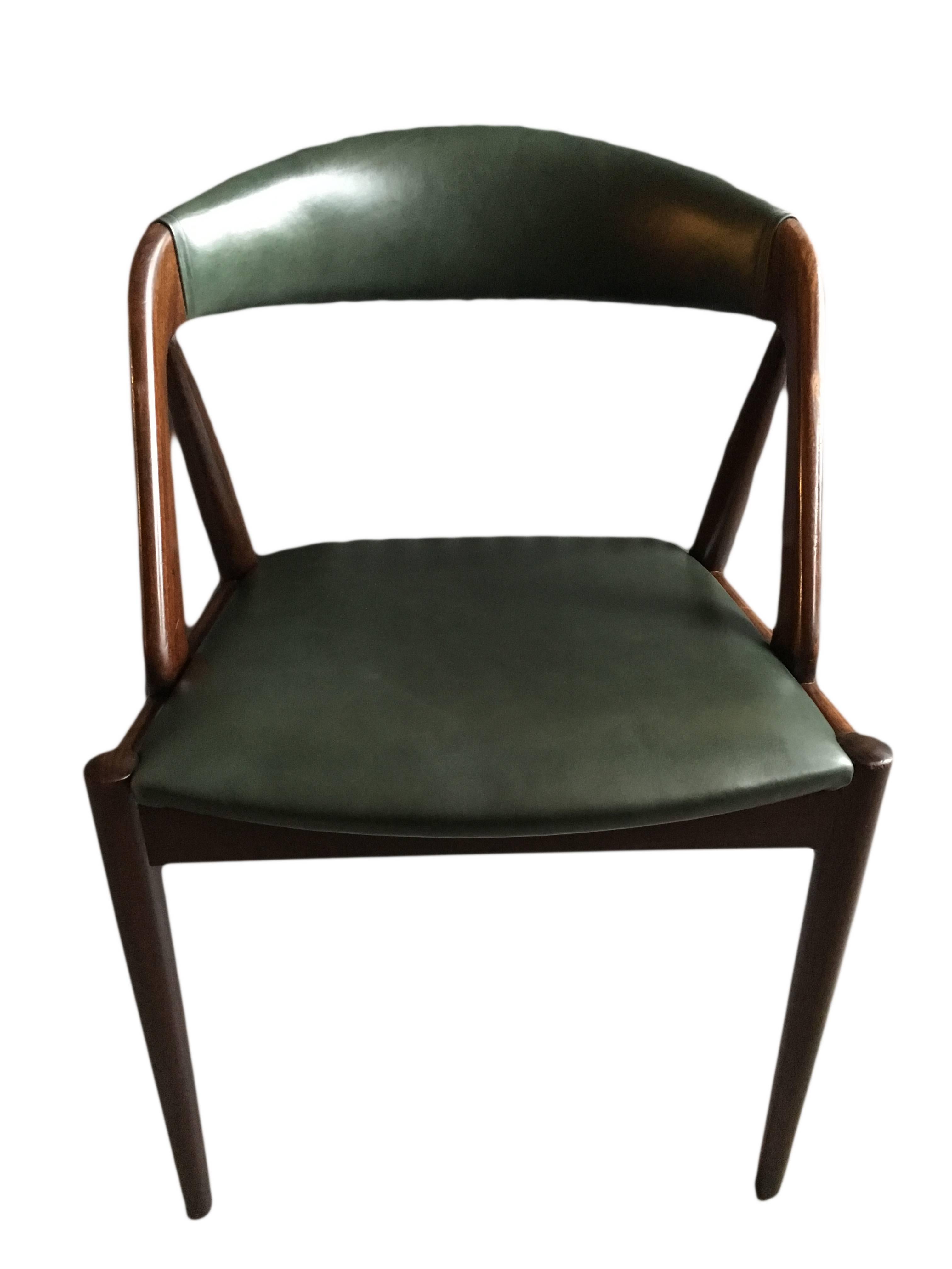 Danish Kai Kristiansen Dining Chairs, Set of Six, New Italian Leather Upholstery