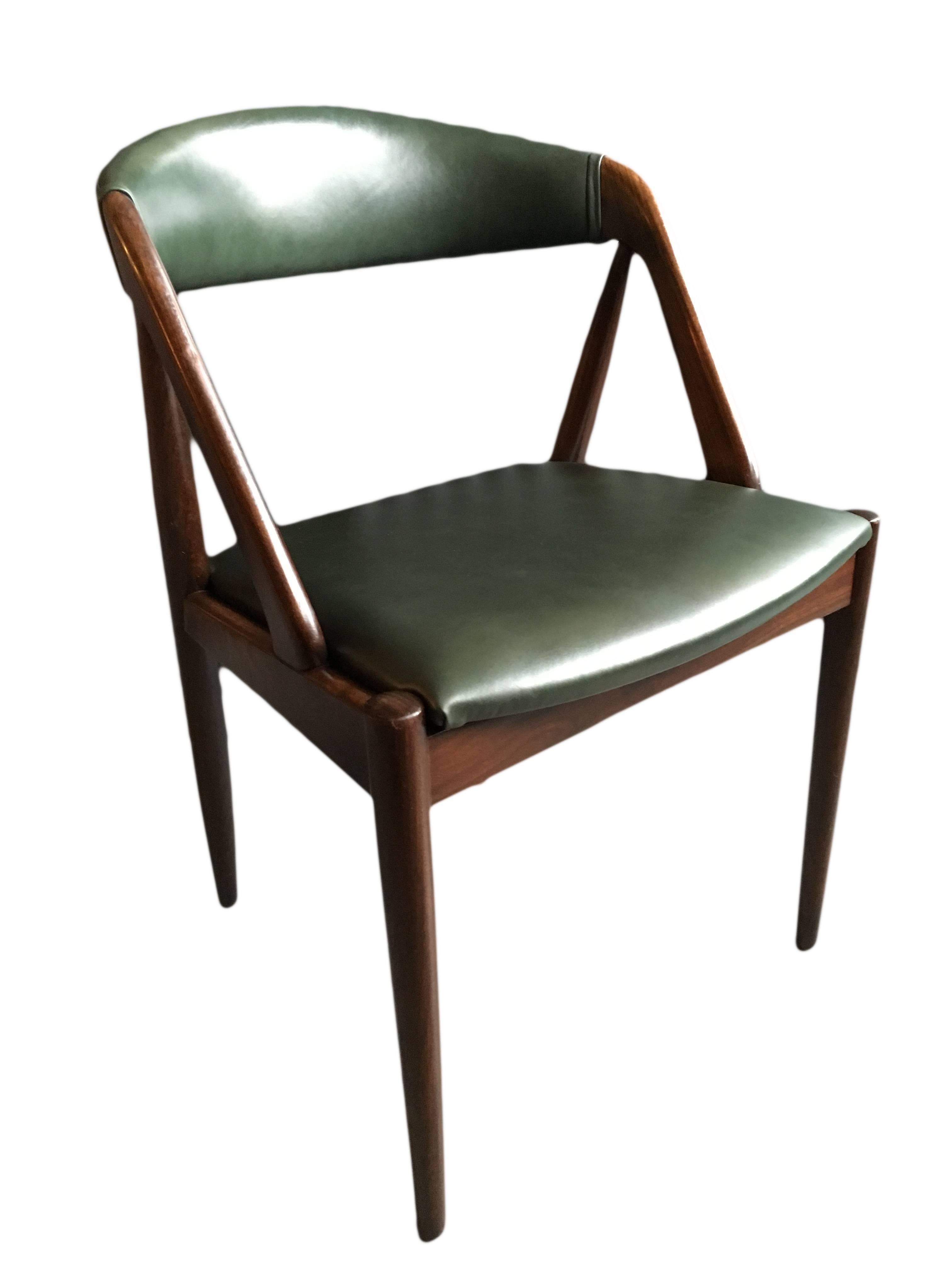 Kai Kristiansen Dining Chairs, Set of Six, New Italian Leather Upholstery In Excellent Condition In London, GB