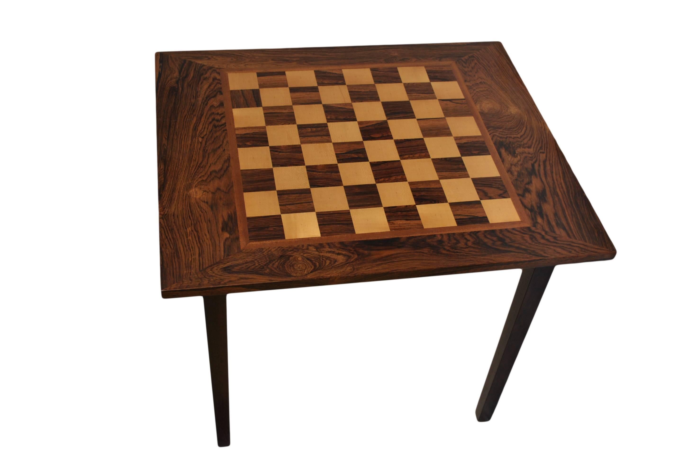 Hardwood Danish Mid-Century Chess-Games Table