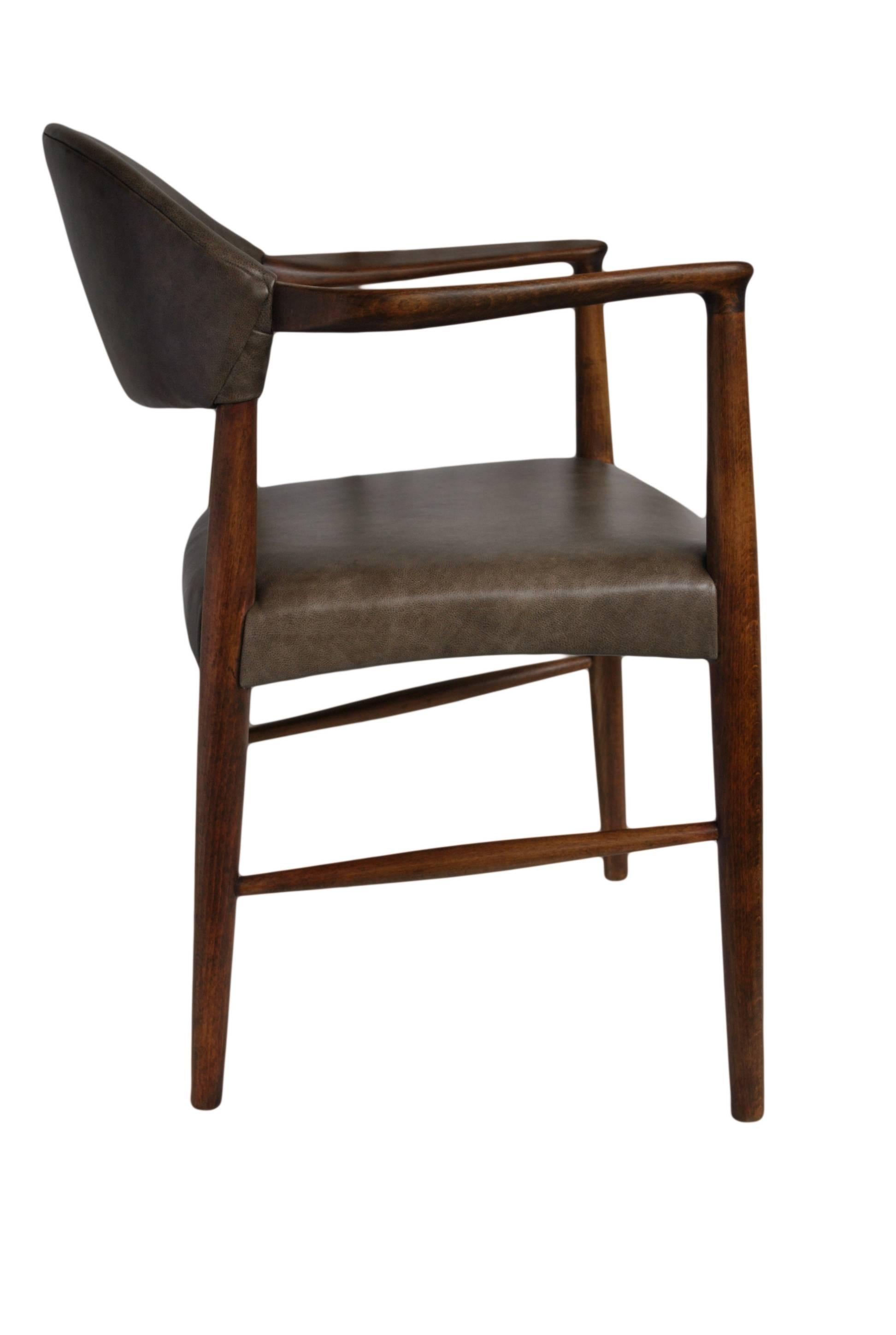 Danish Kurt Olsen Chair, fully refurbished and with new Italian Leather