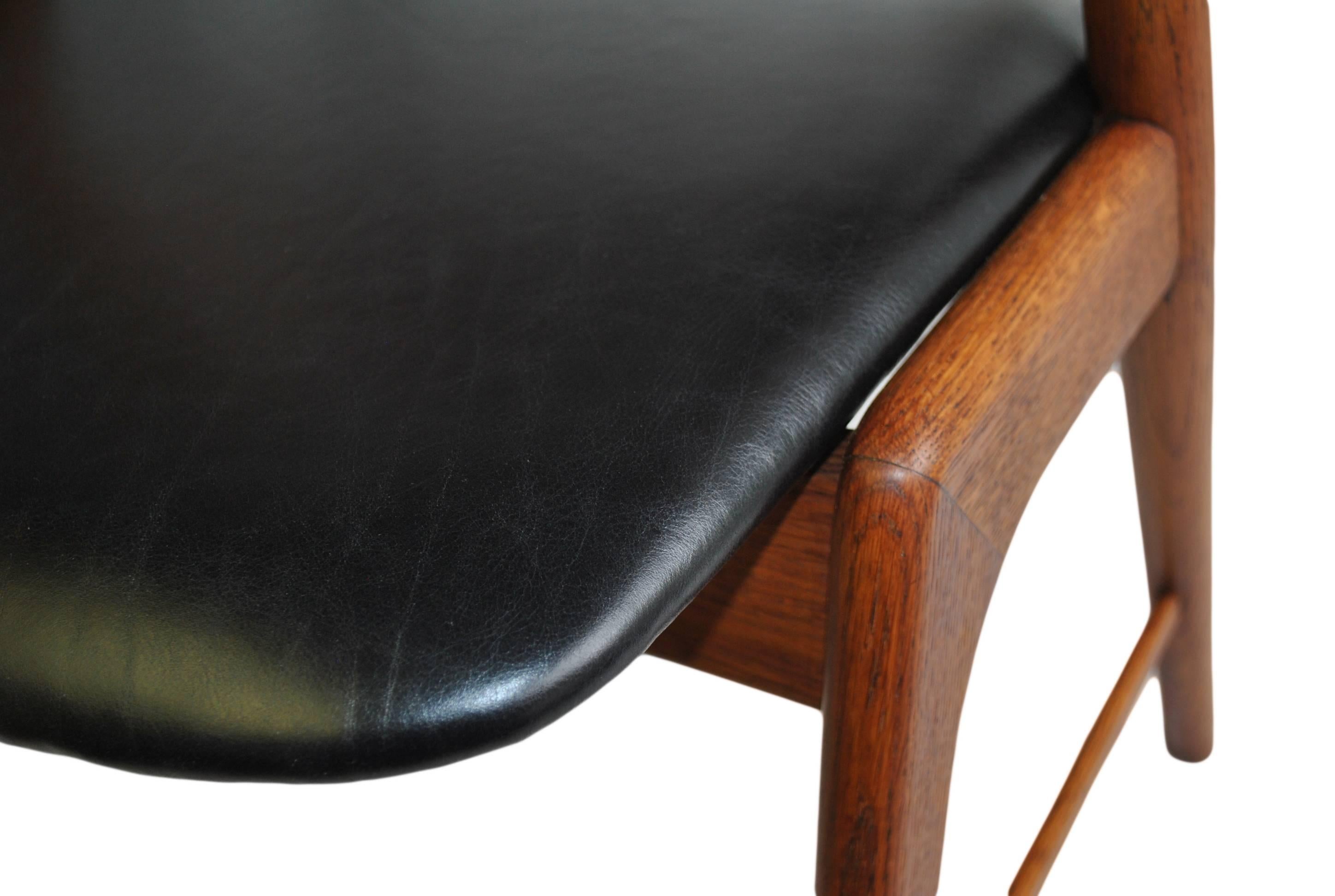 Pair of Kai Kristiansen Model 32 Chairs, repolished with New Leather. 1