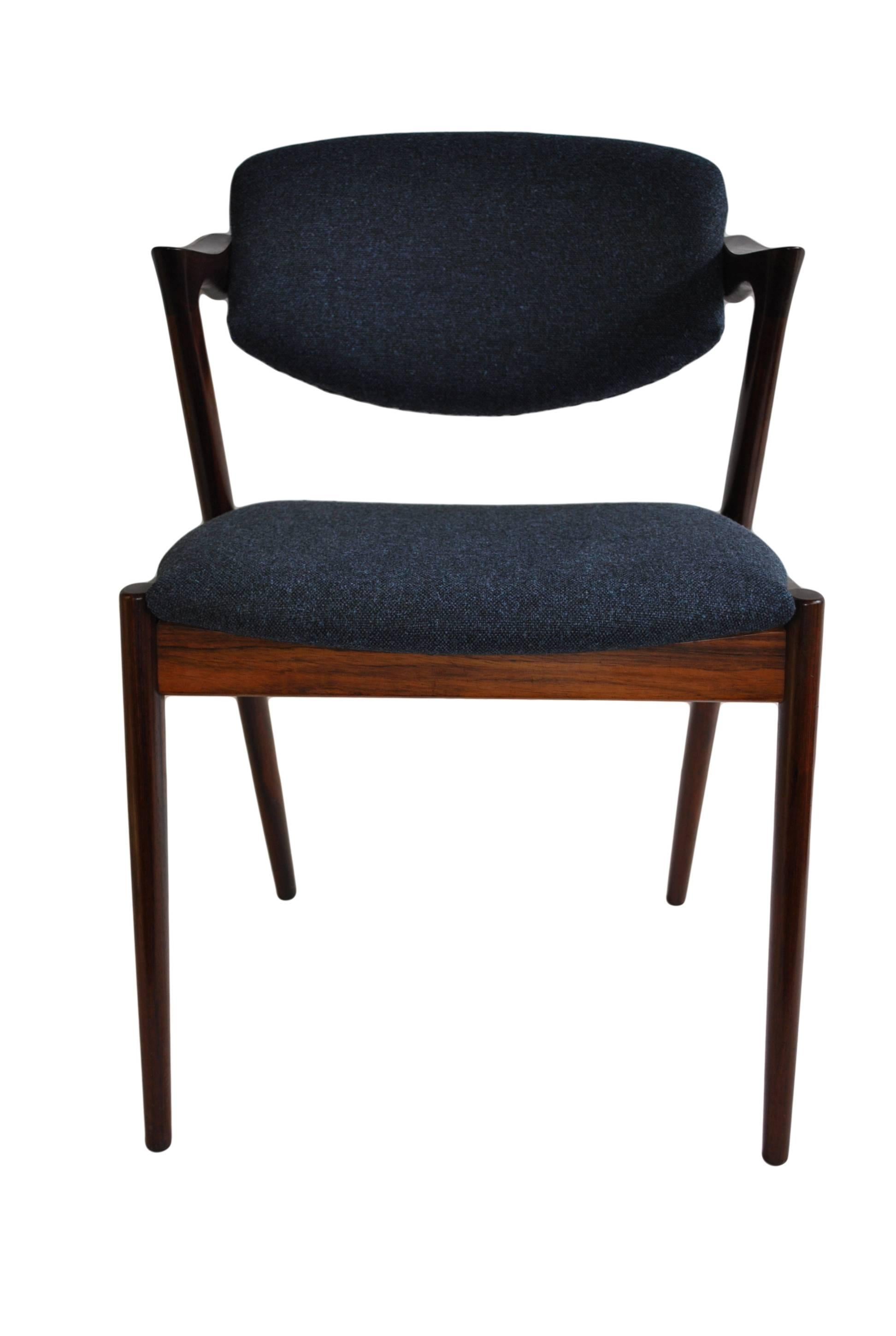 Kai Kristiansen rosewood Model 42, restored and reupholstered, set of 8. 2