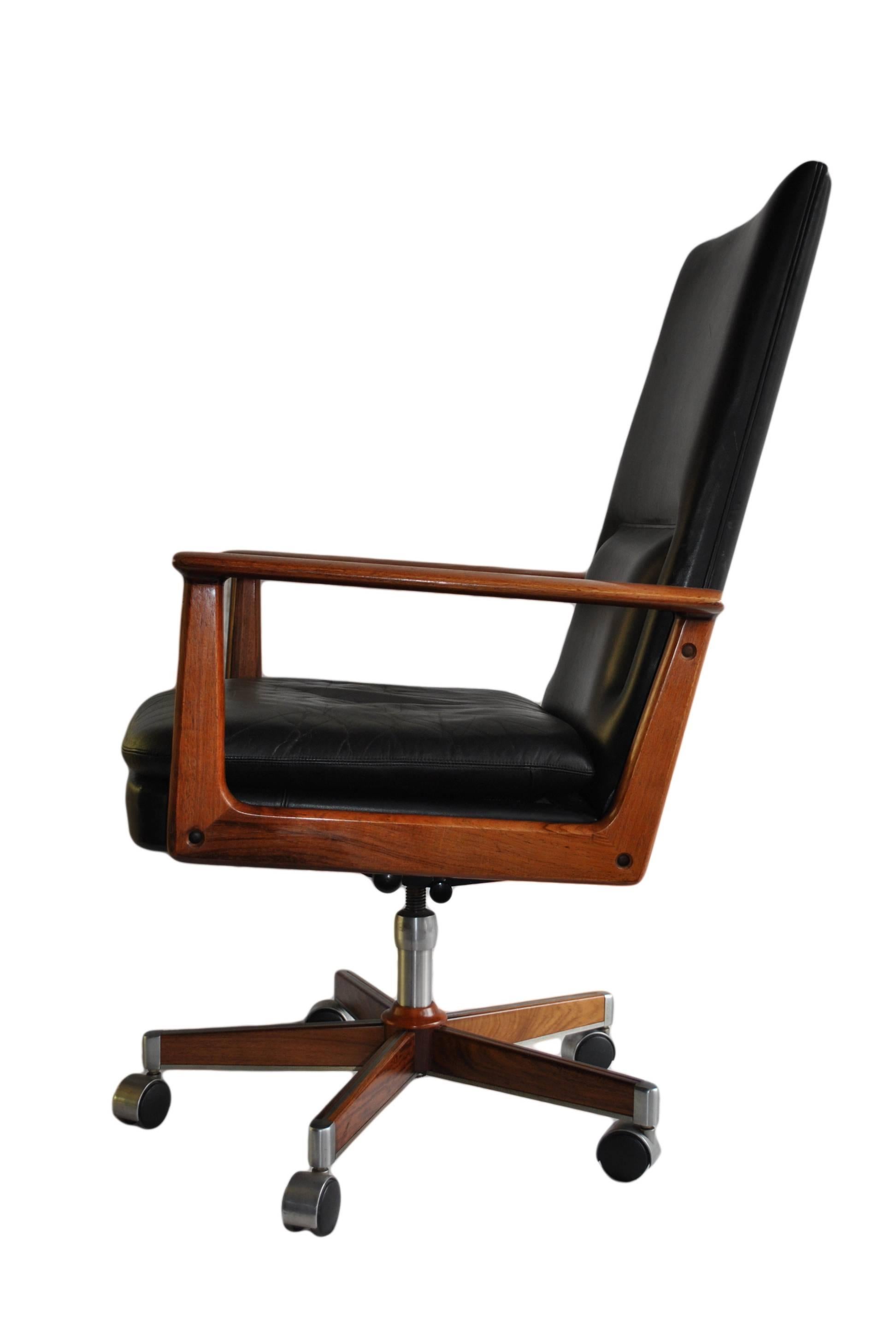 Mid-Century Modern Arne Vodder Executive Chair, Rosewood and Leather