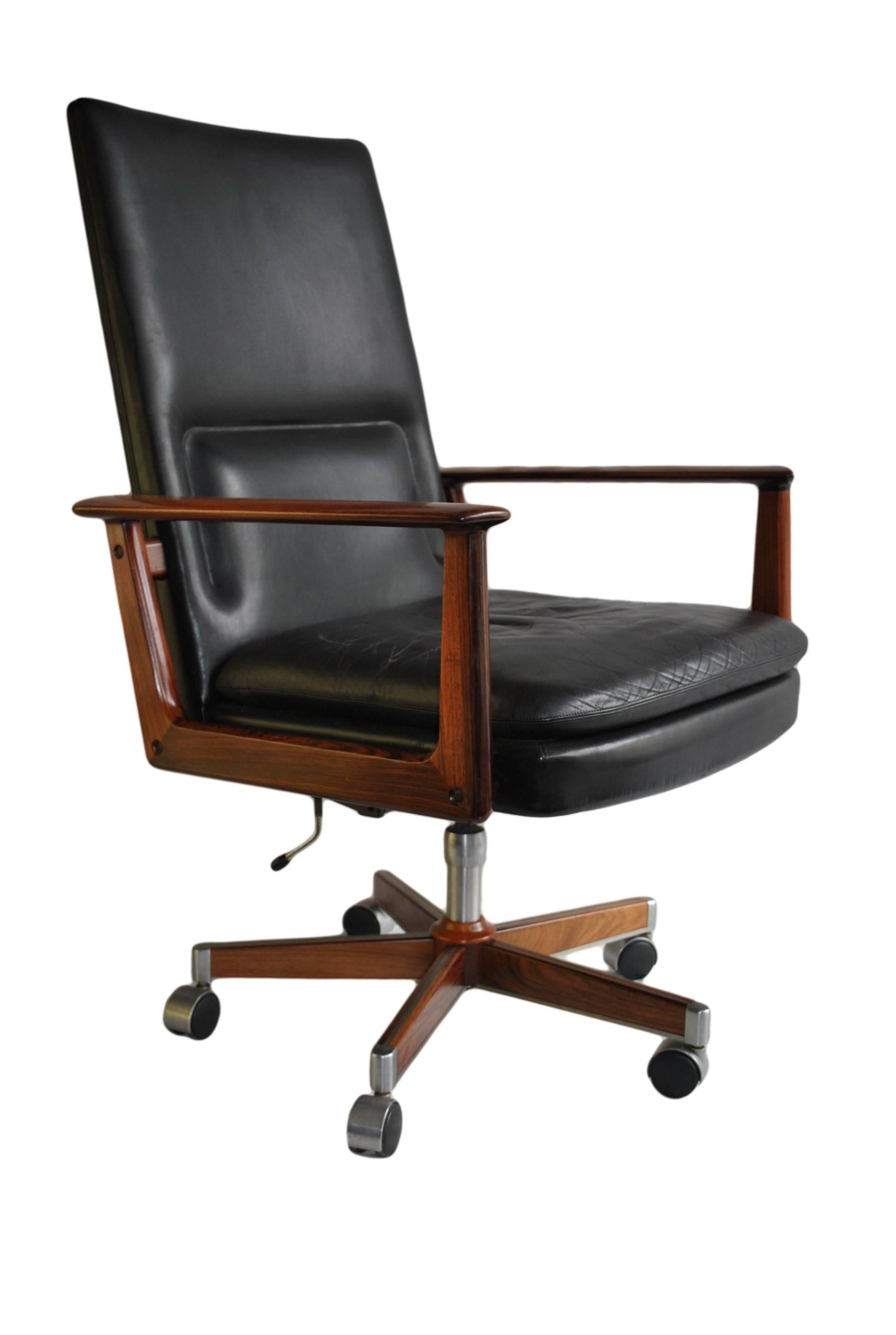 Danish Arne Vodder Executive Chair, Rosewood and Leather