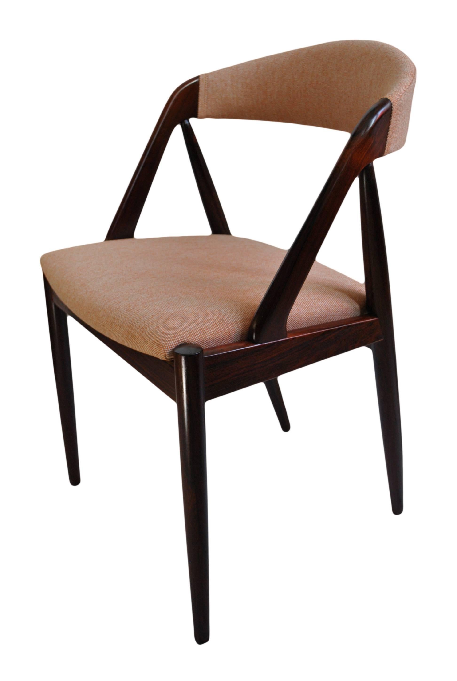 Danish Kai Kristiansen Dining Chairs, Refurbished and reupholstered.