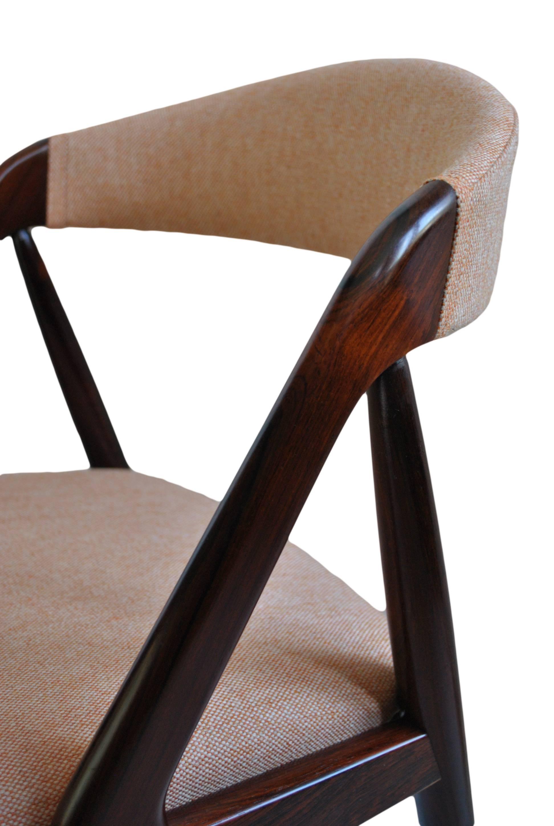 Kai Kristiansen Dining Chairs, Refurbished and reupholstered. In Excellent Condition In London, GB