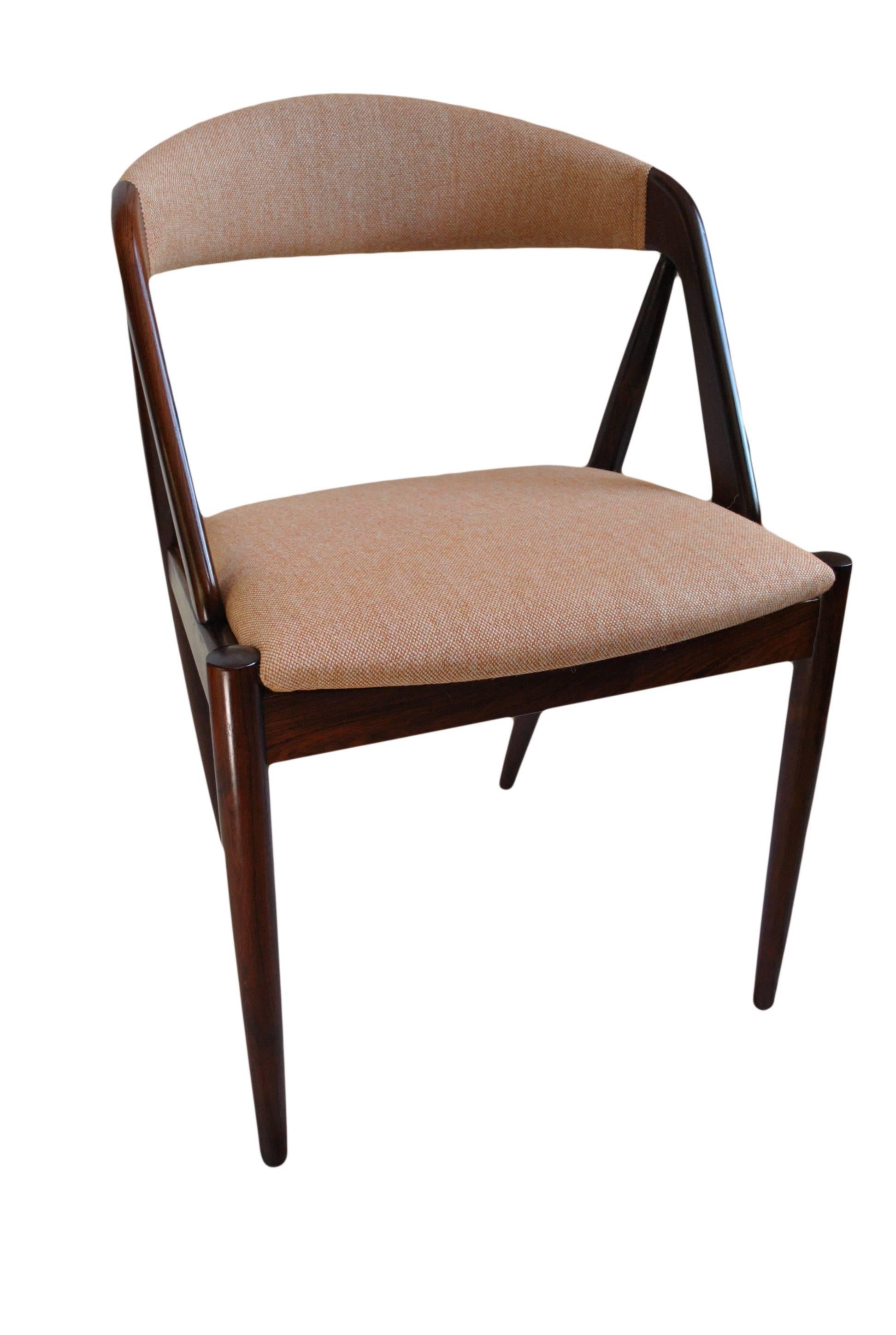 Hardwood Kai Kristiansen Dining Chairs, Refurbished and reupholstered.