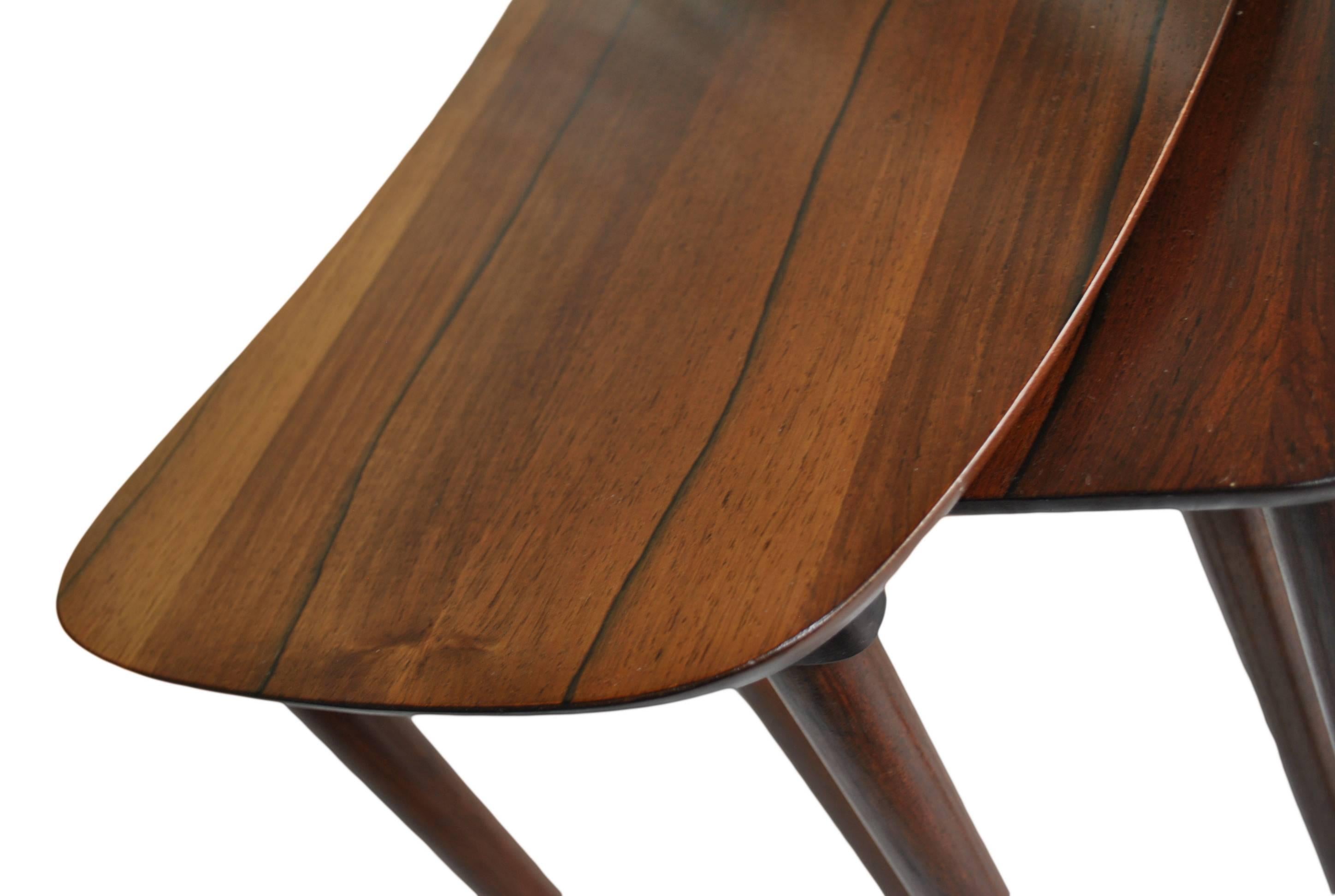 Danish Midcentury Rosewood Nesting Tables In Excellent Condition In London, GB