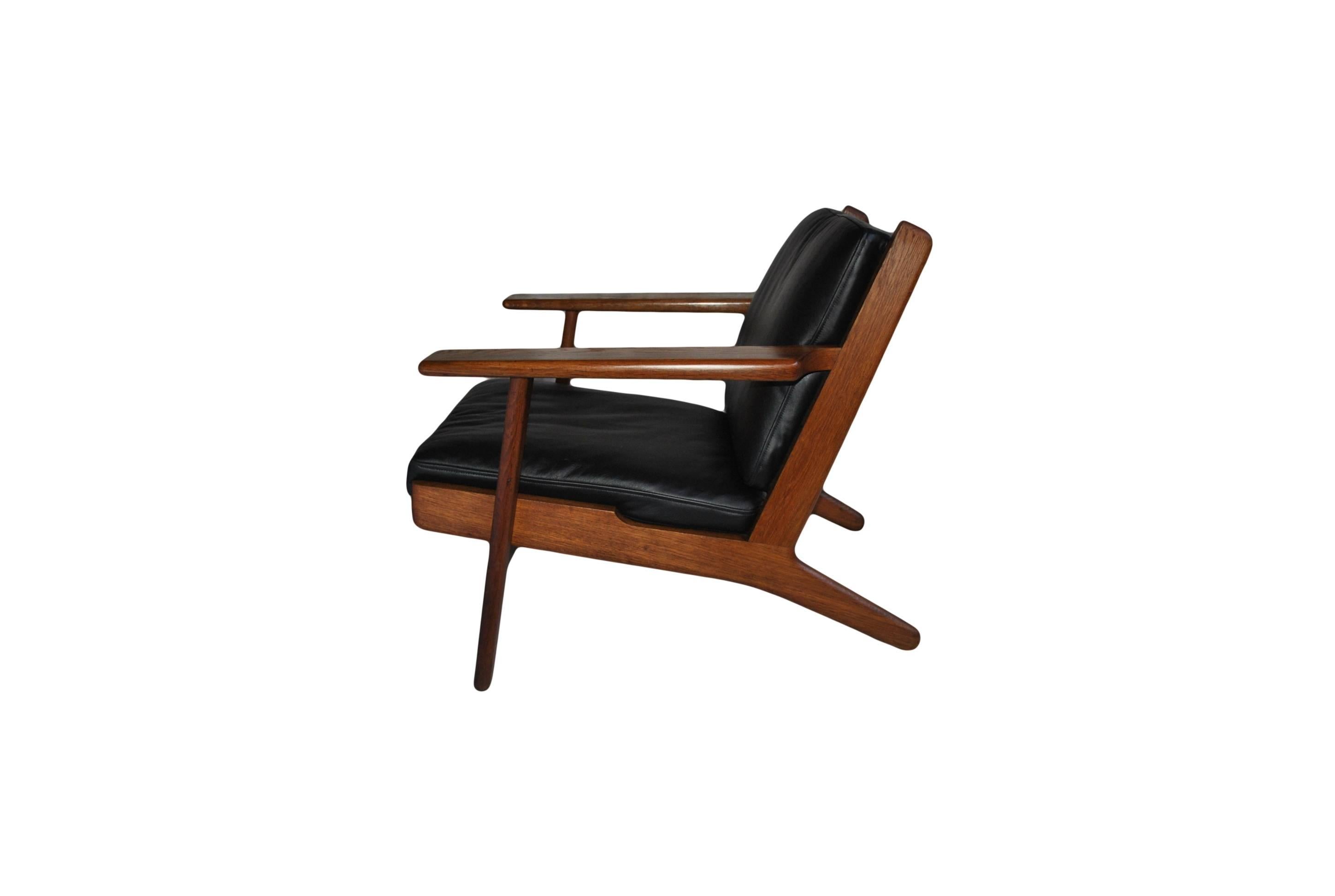 20th Century Pair of Hans J Wegner GE290 Lounge Chairs, Fumed Oak, New Leather, Restored