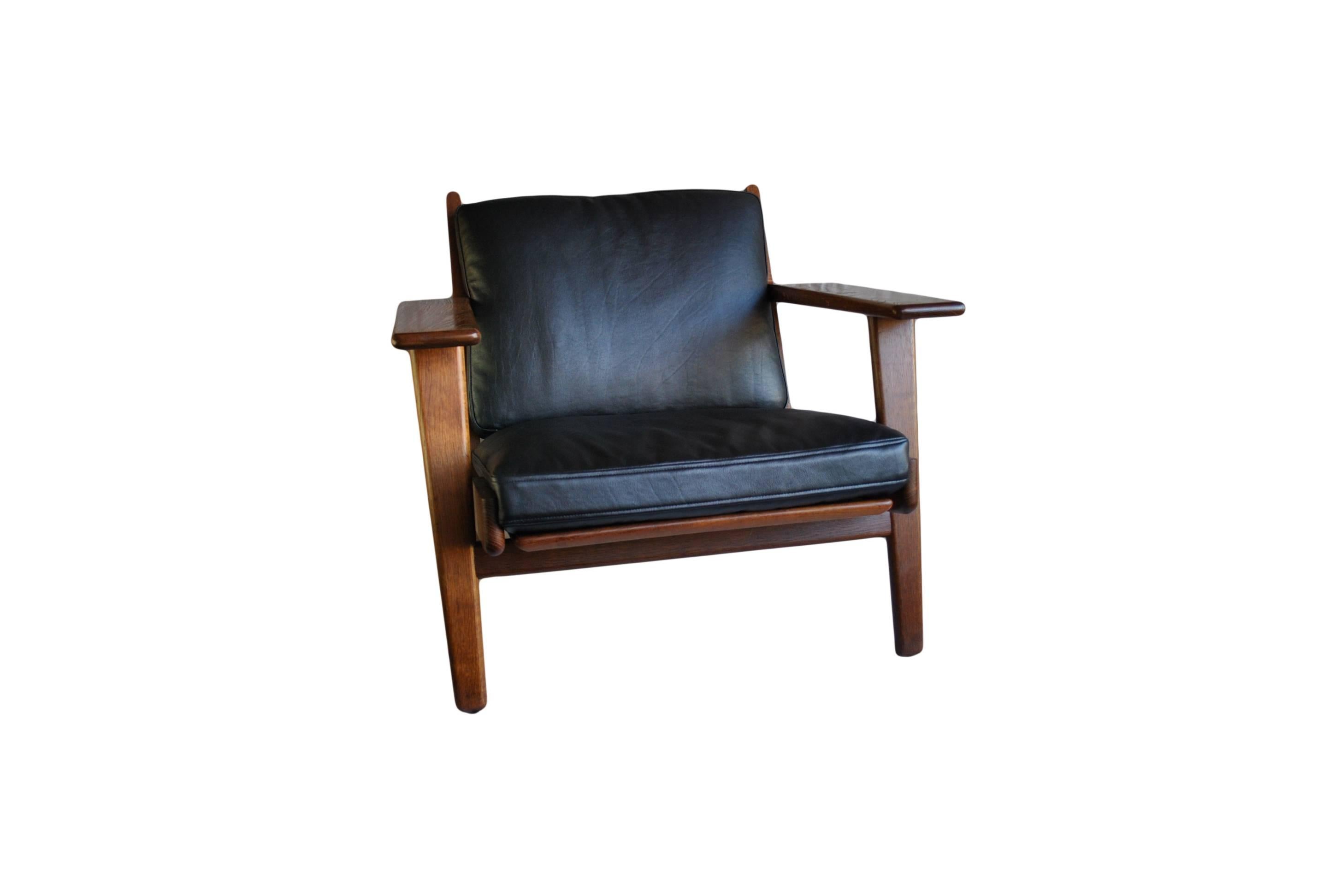 Pair of Hans J Wegner GE290 Lounge Chairs, Fumed Oak, New Leather, Restored 2