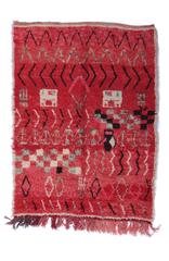 Vintage Moroccan Red Boujad Rug