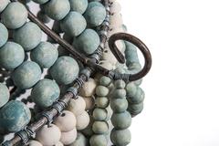 Medium Ornate Blue and White Clay Bead Chandelier