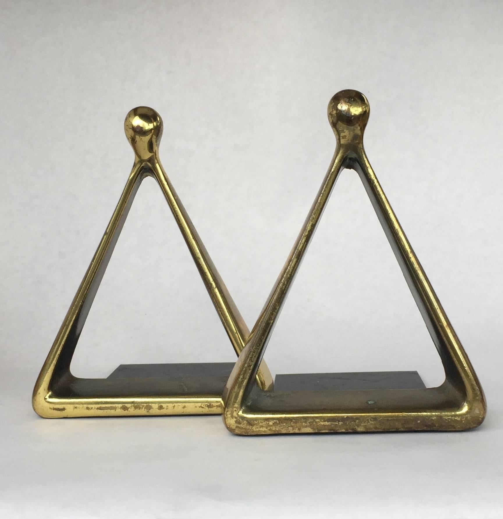 Sculptural and beautiful brass-plated bookends designed by Ben Seibel for Raymor. Signed Jenfredware.