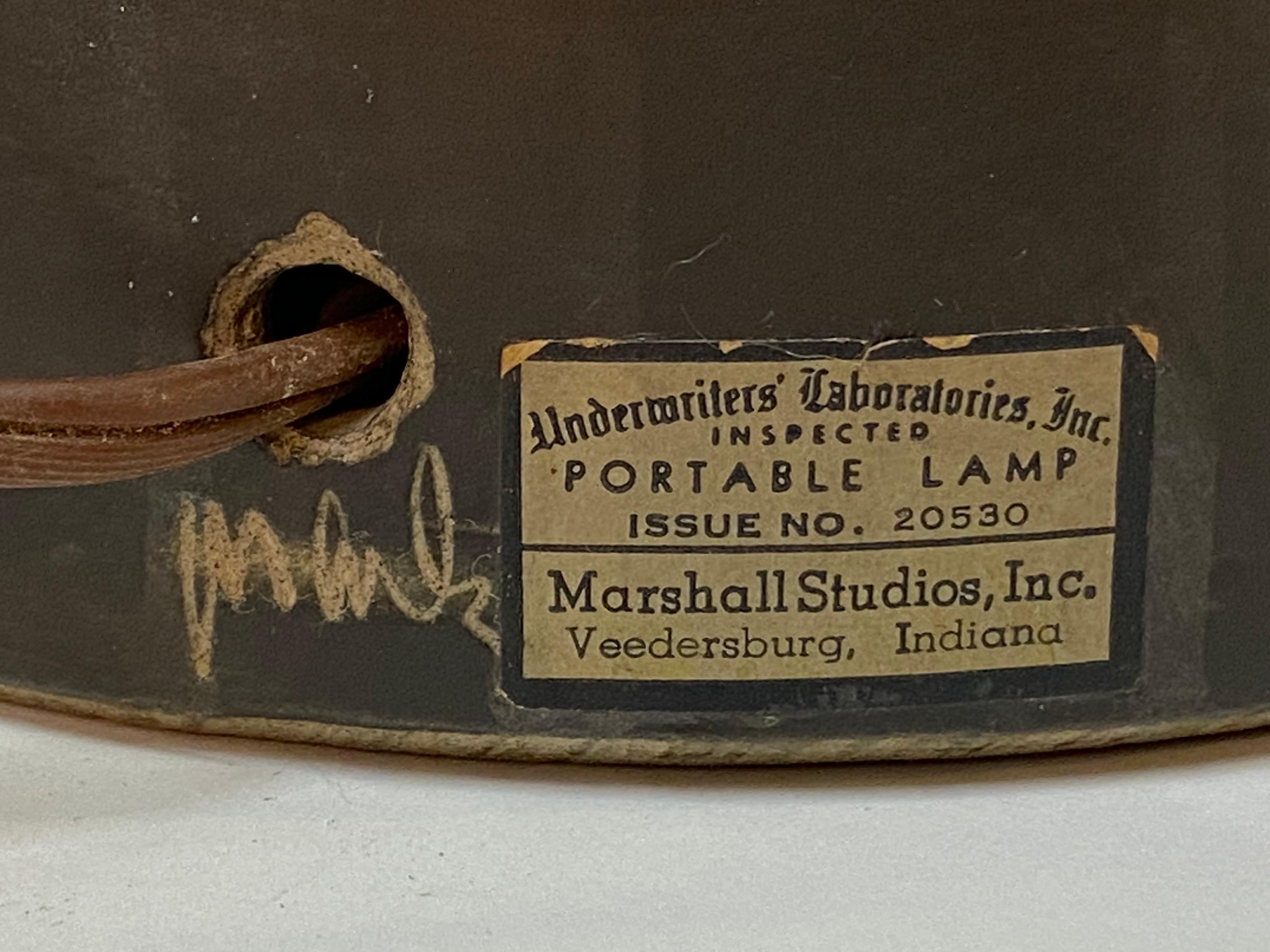 Martz Marshall Studios Dark Matte Brown Pottery Table Lamp For Sale 2