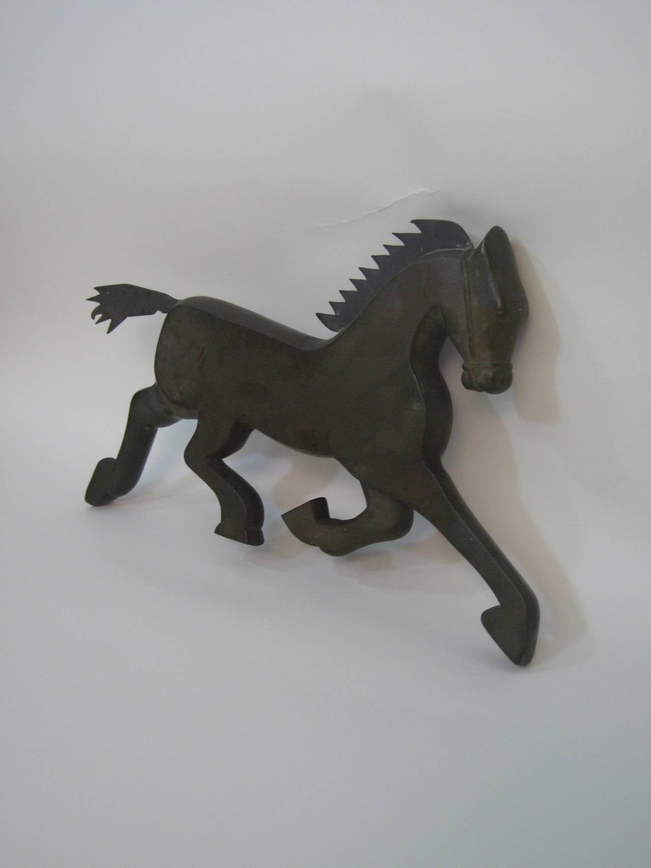 Cast Art Deco Bronze Horse Fragment