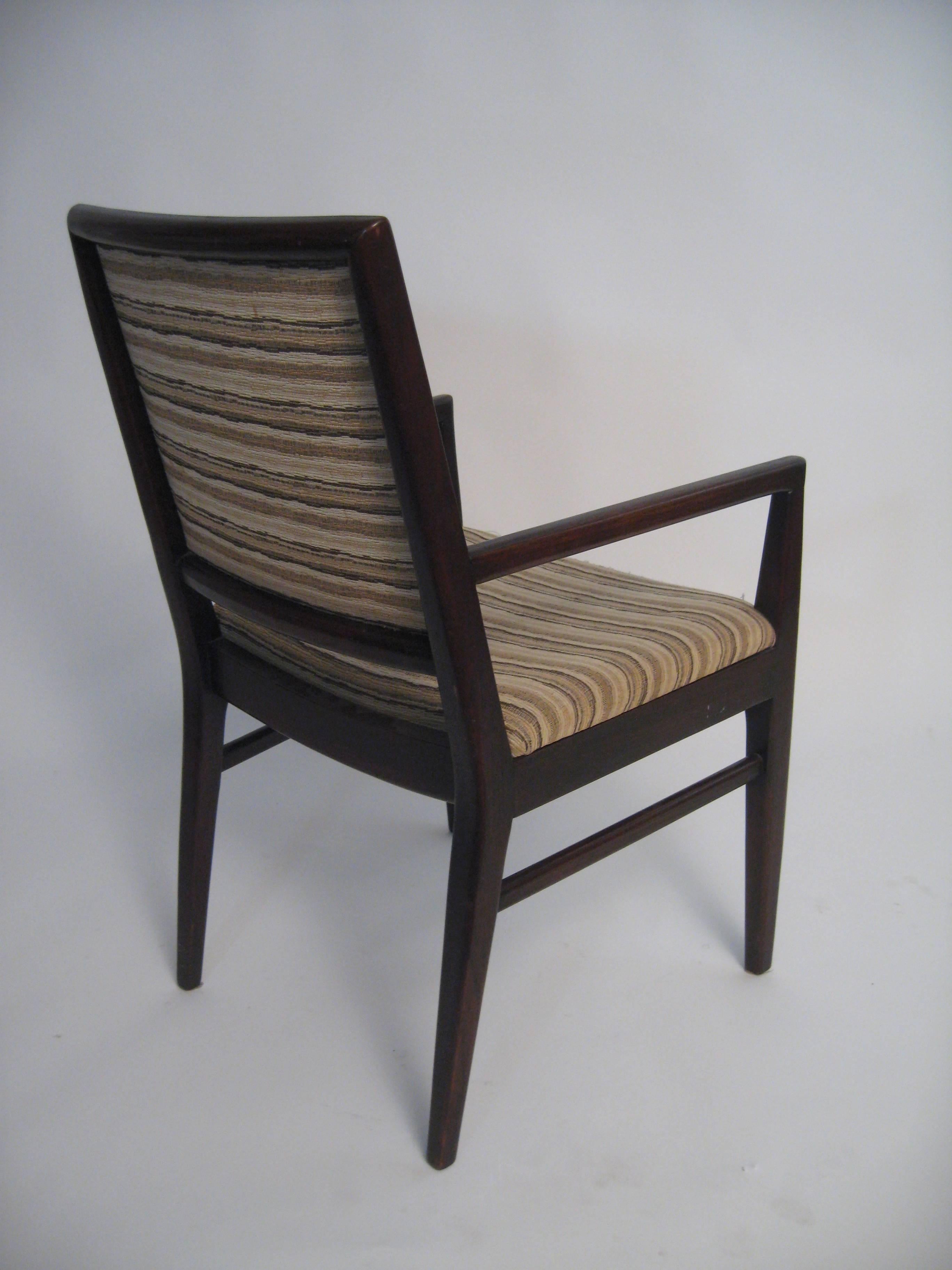 Six John Stuart Modern Walnut and Caned Dining Chairs In Good Condition In Garnerville, NY