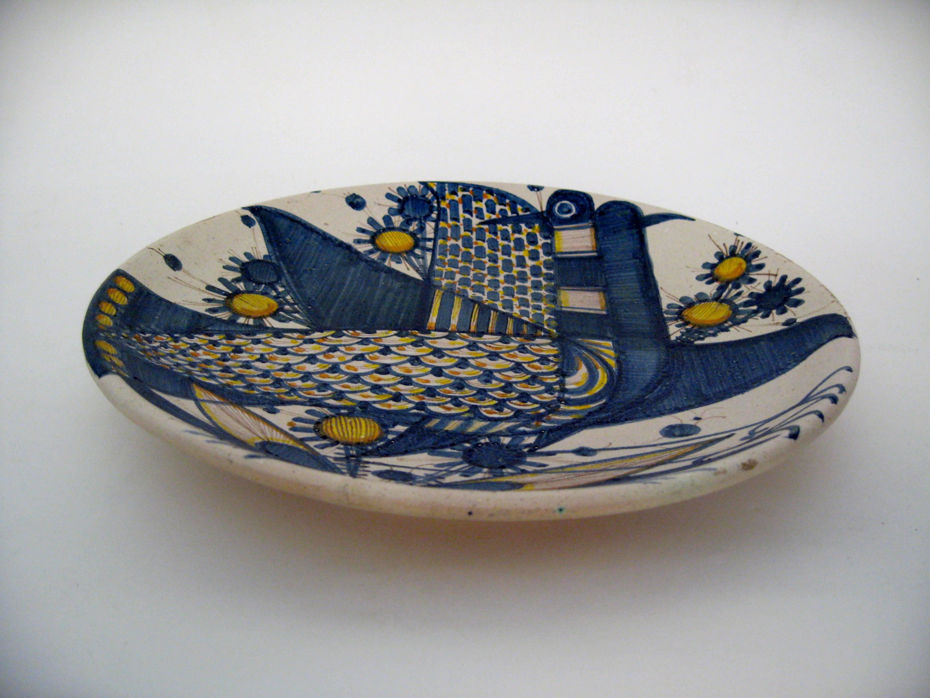 Mid-Century moderno 1960, Caricatore in ceramica dipinto a mano di Franco Rufinelli